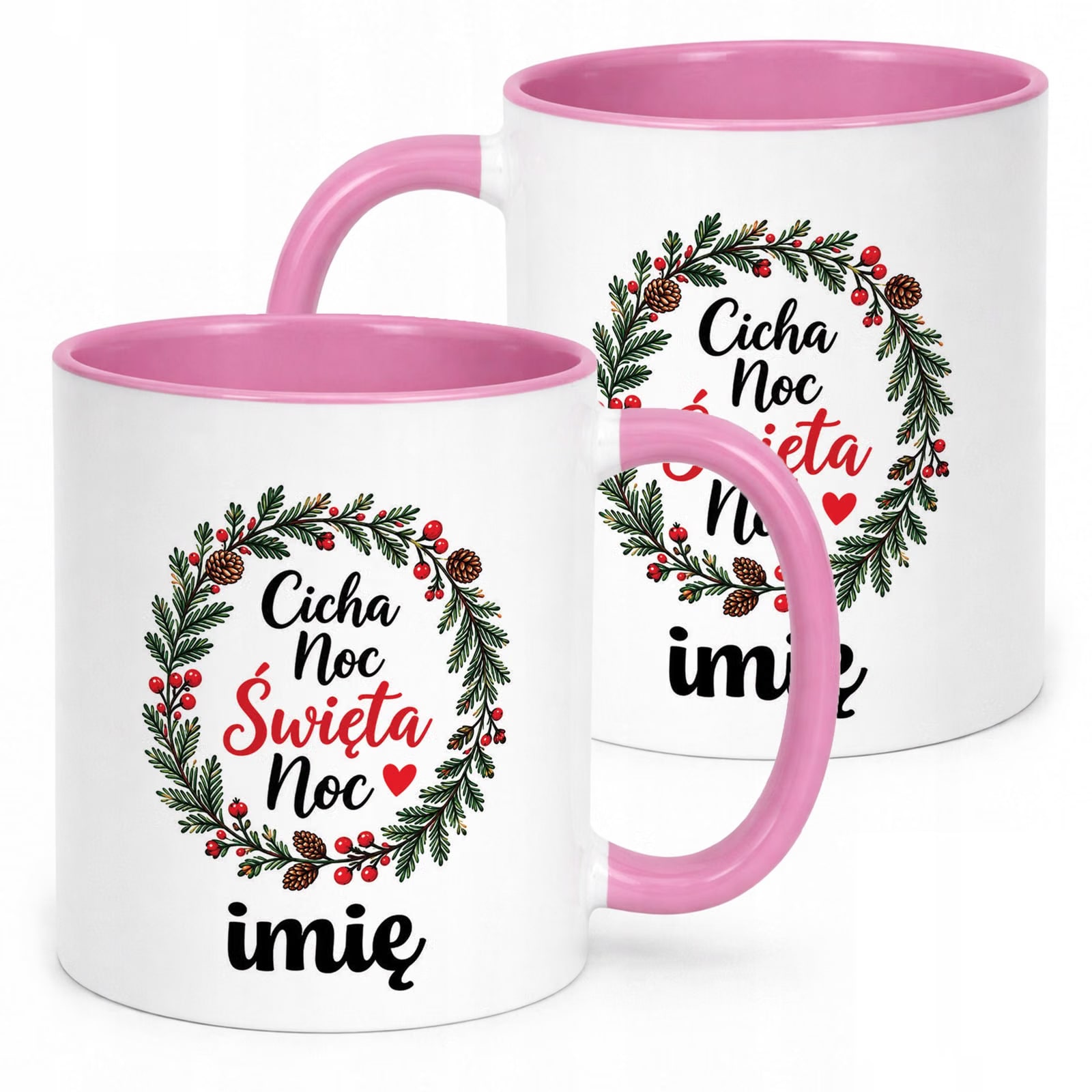 Kubek Różowy Personalizowany z Nadrukiem Boże Narodzenie Święta Prezent