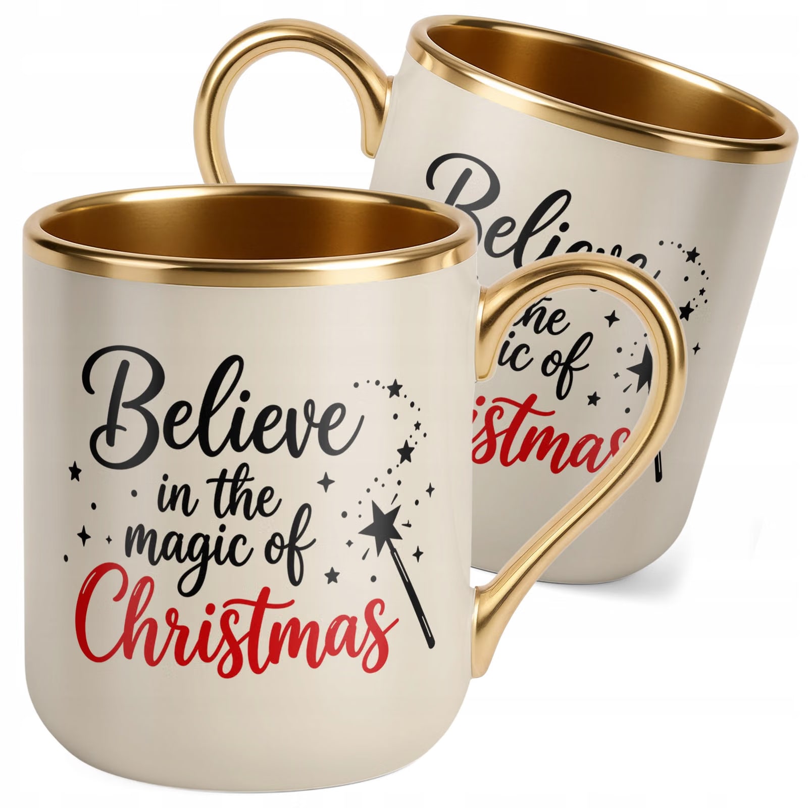 Kubek Premium Złoty Ecru Boże Narodzenie Święta Magic Of Christmas Prezent