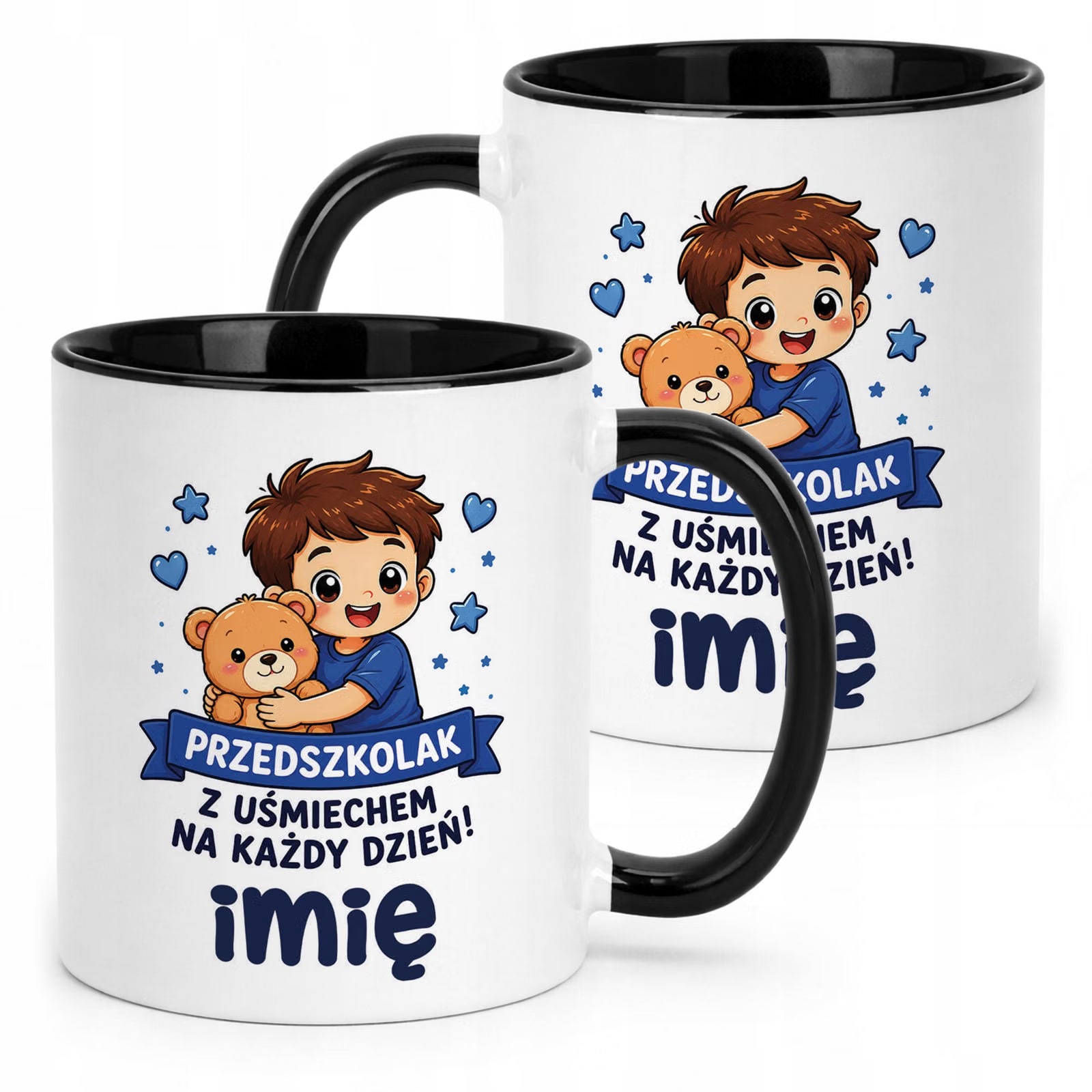 Kubek Czarny z nadrukiem personalizowany Przedszkolak Szkoła Dla Dzieci