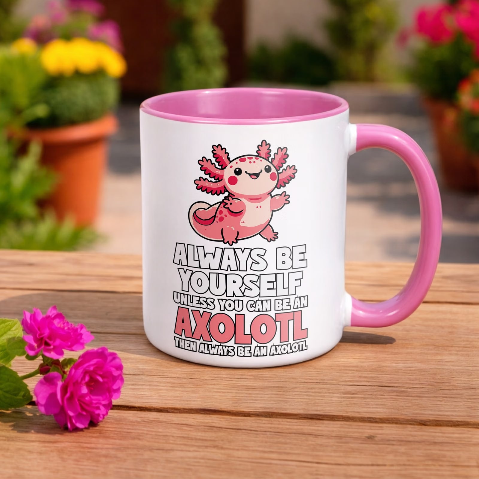 Prezent dla fana różowy kubek Aksolotl Axolotl Mine craft Różowy Zwierzak