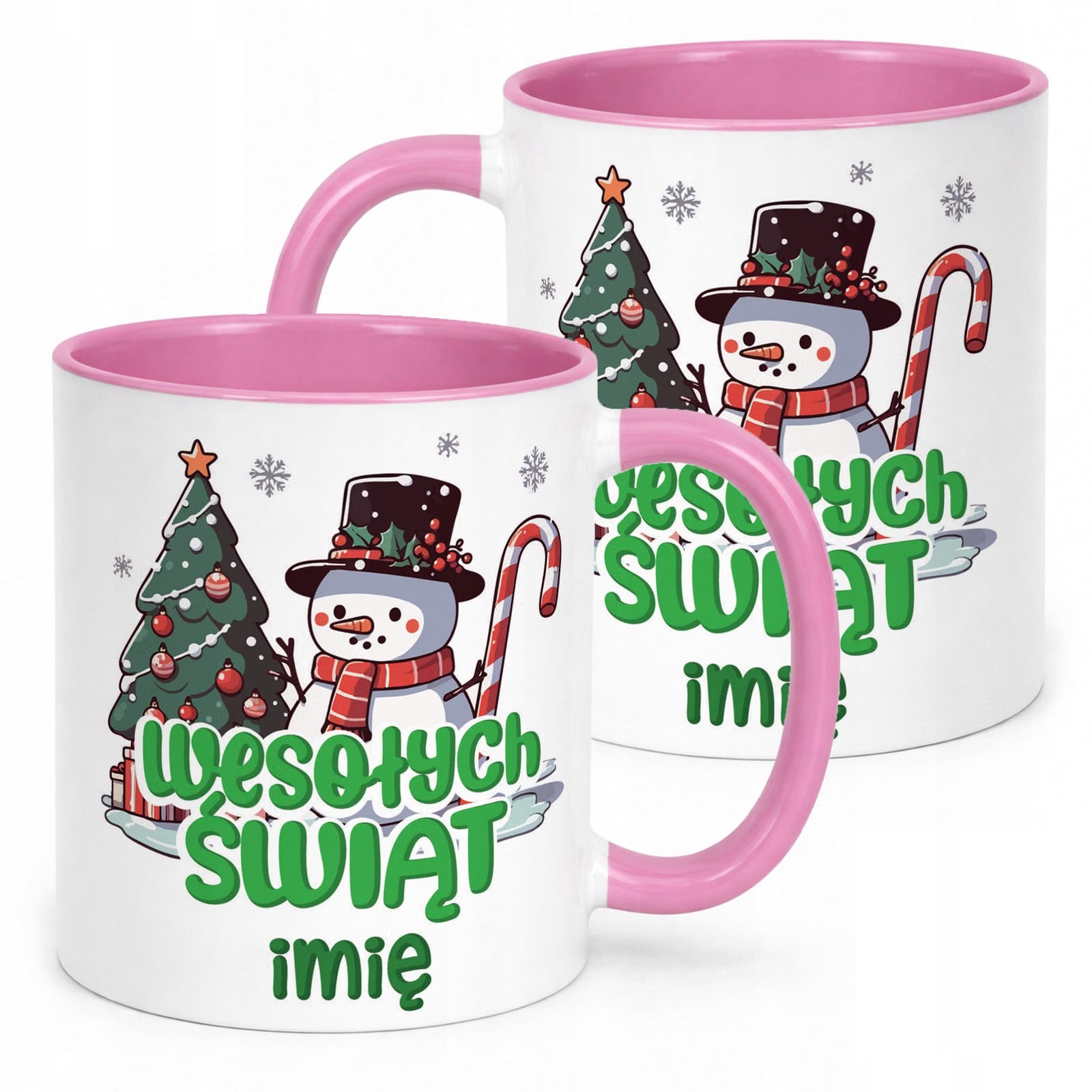 Kubek Różowy Personalizowany z Nadrukiem Boże Narodzenie Święta Prezent