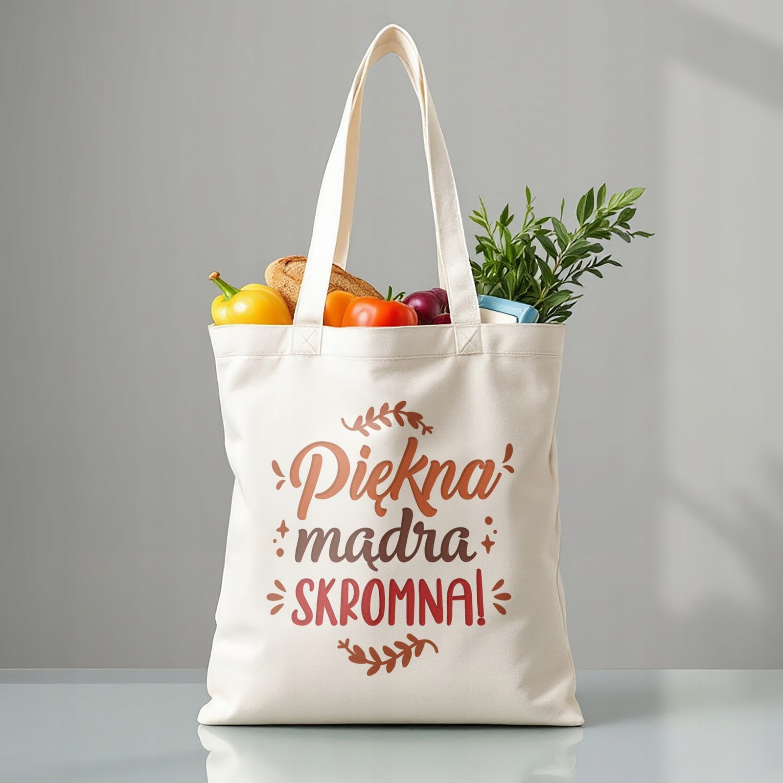 Torba bawełniana premium prezent na Dzień Kobiet Piękna Mądra Skromna