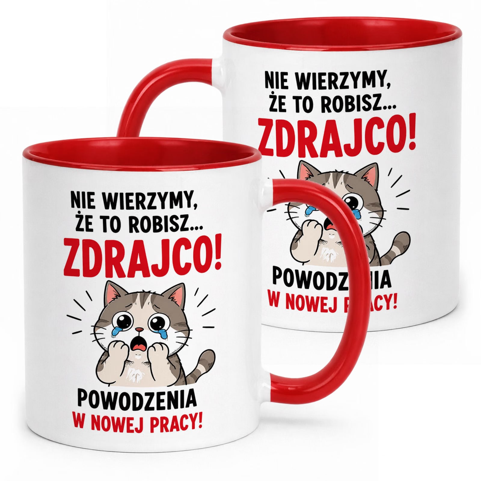 Kubek Czerwony z nadrukiem Pożegnanie Odejście z Pracy Dla Kolegi Prezent