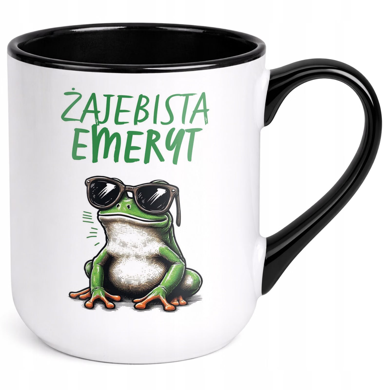 Kubek z nadrukiem Premium Czarny Emerytura Dla Emeryta Upominek Prezent