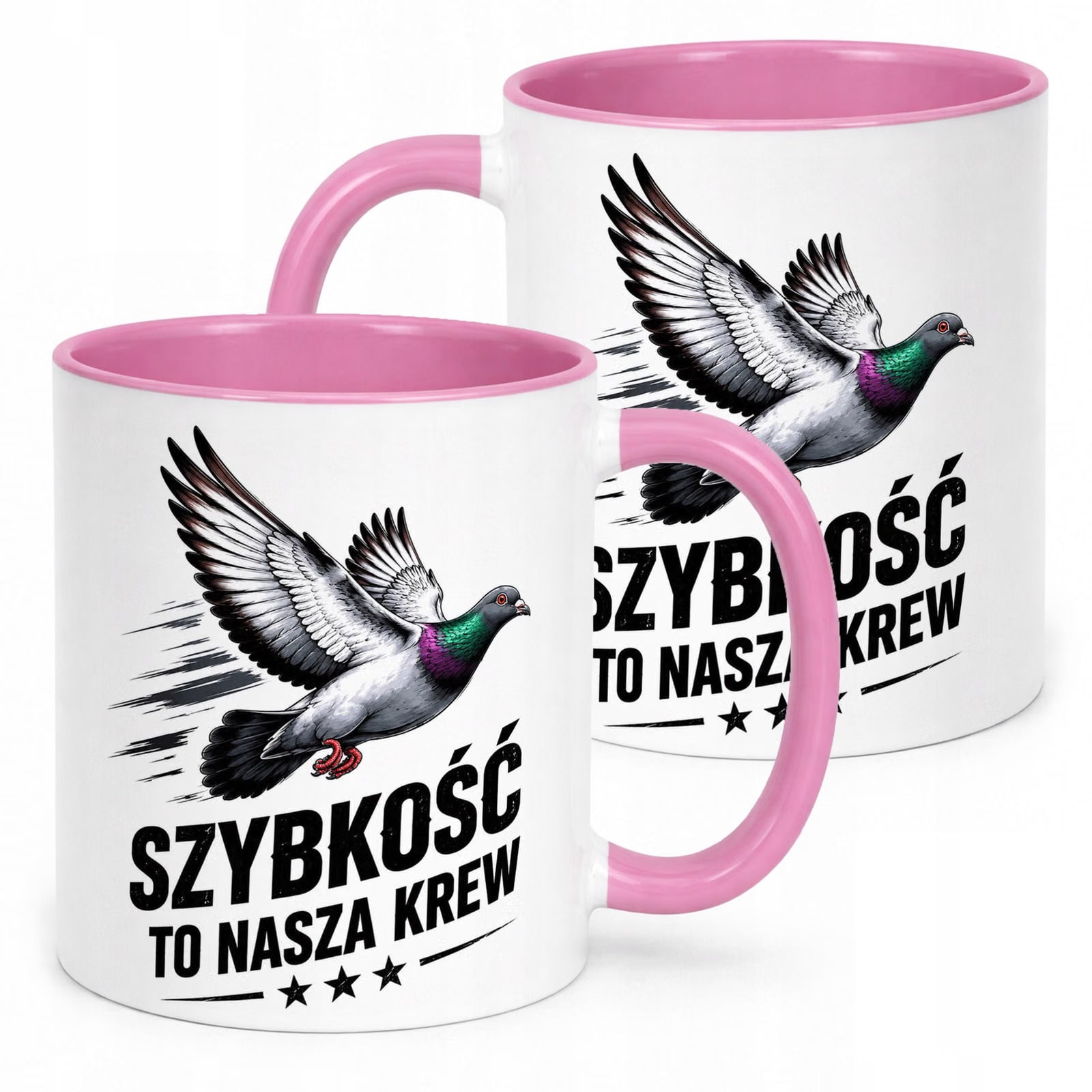 Różowy Kubek z nadrukiem Dla Gołębiarza Hodowcy Gołębi Upominek Prezent