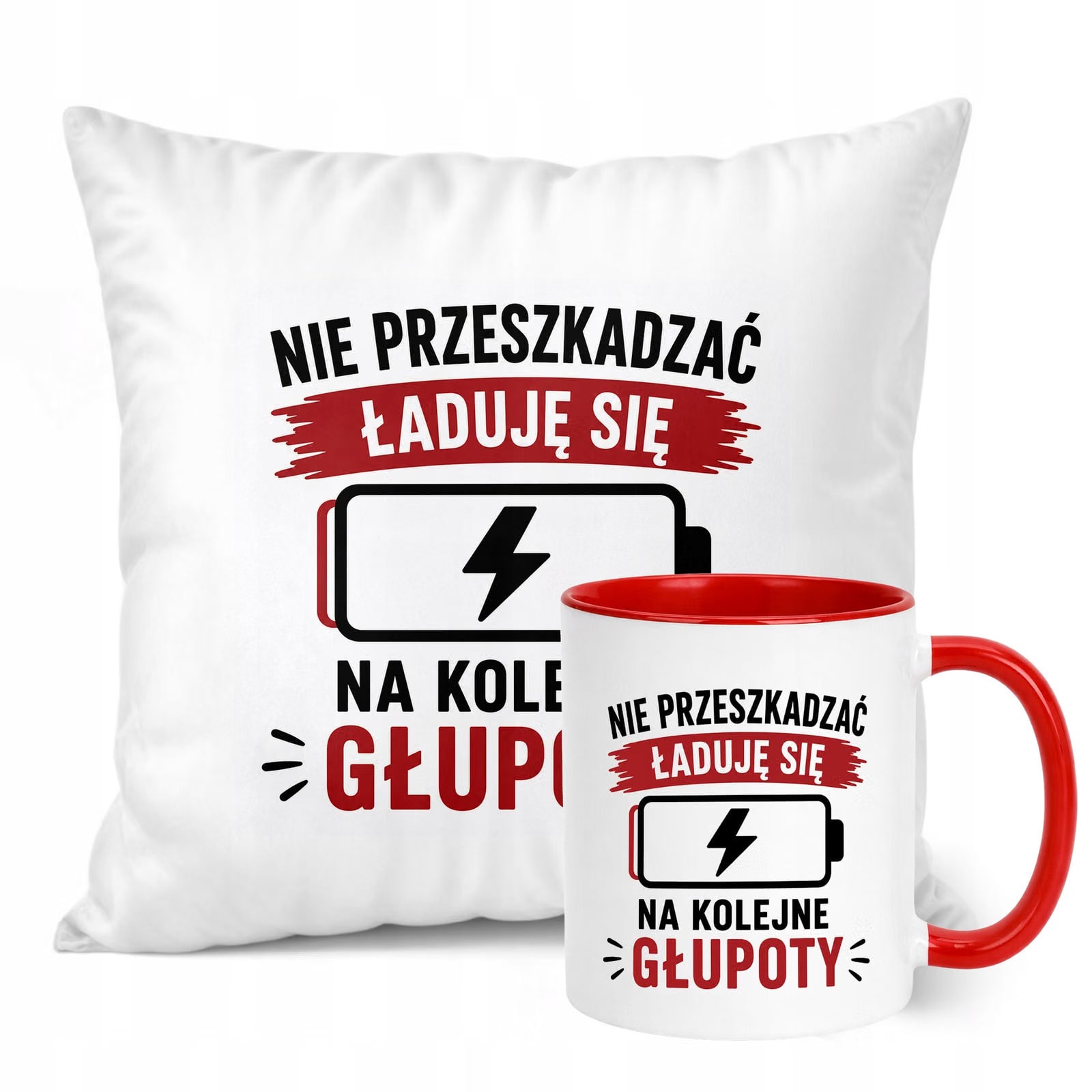 Zestaw Kubek Czerwony Poduszka Dzień Chłopaka Z Nadrukiem Prezent