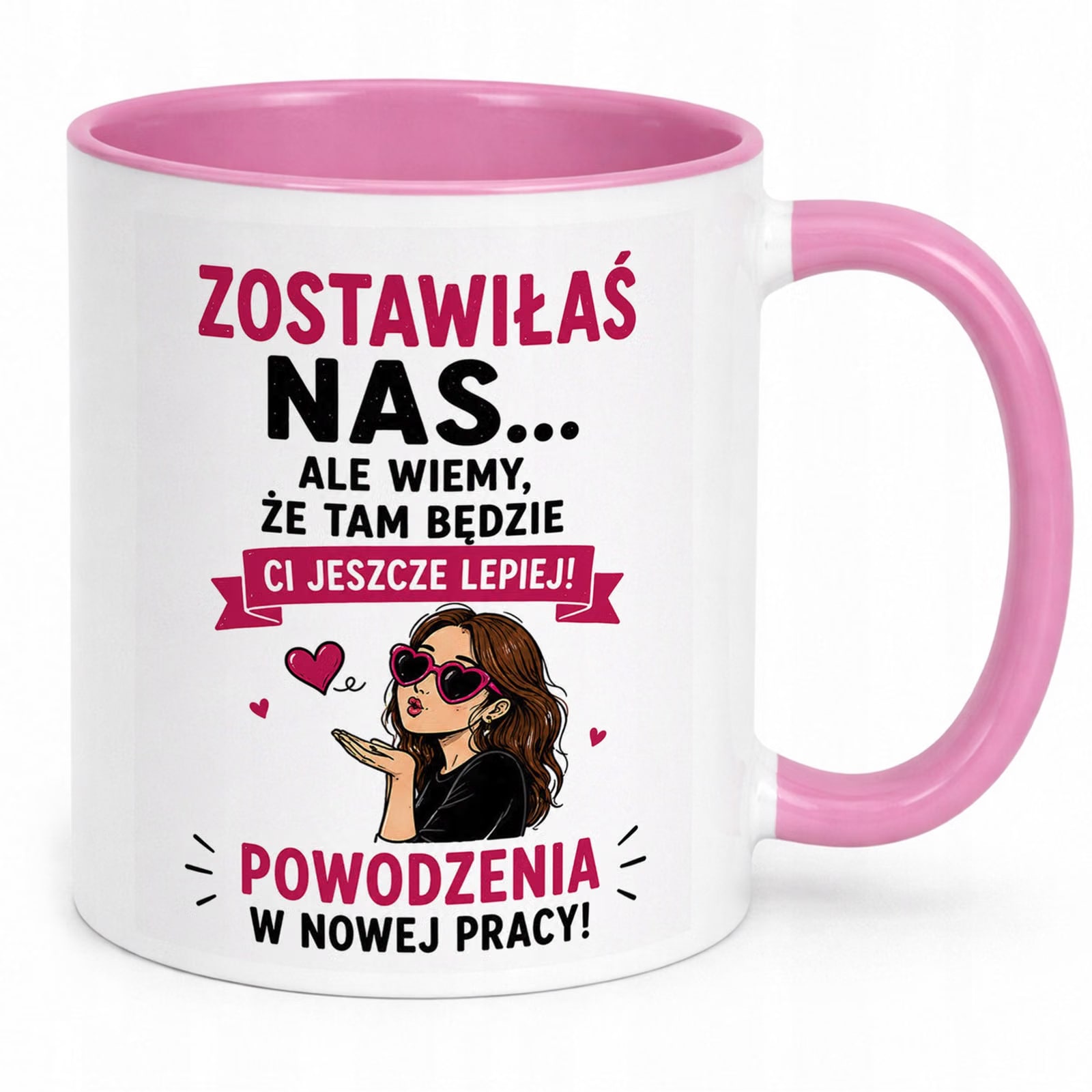 Kubek Różowy z nadrukiem Pożegnanie Odejście z Pracy Dla Koleżanki