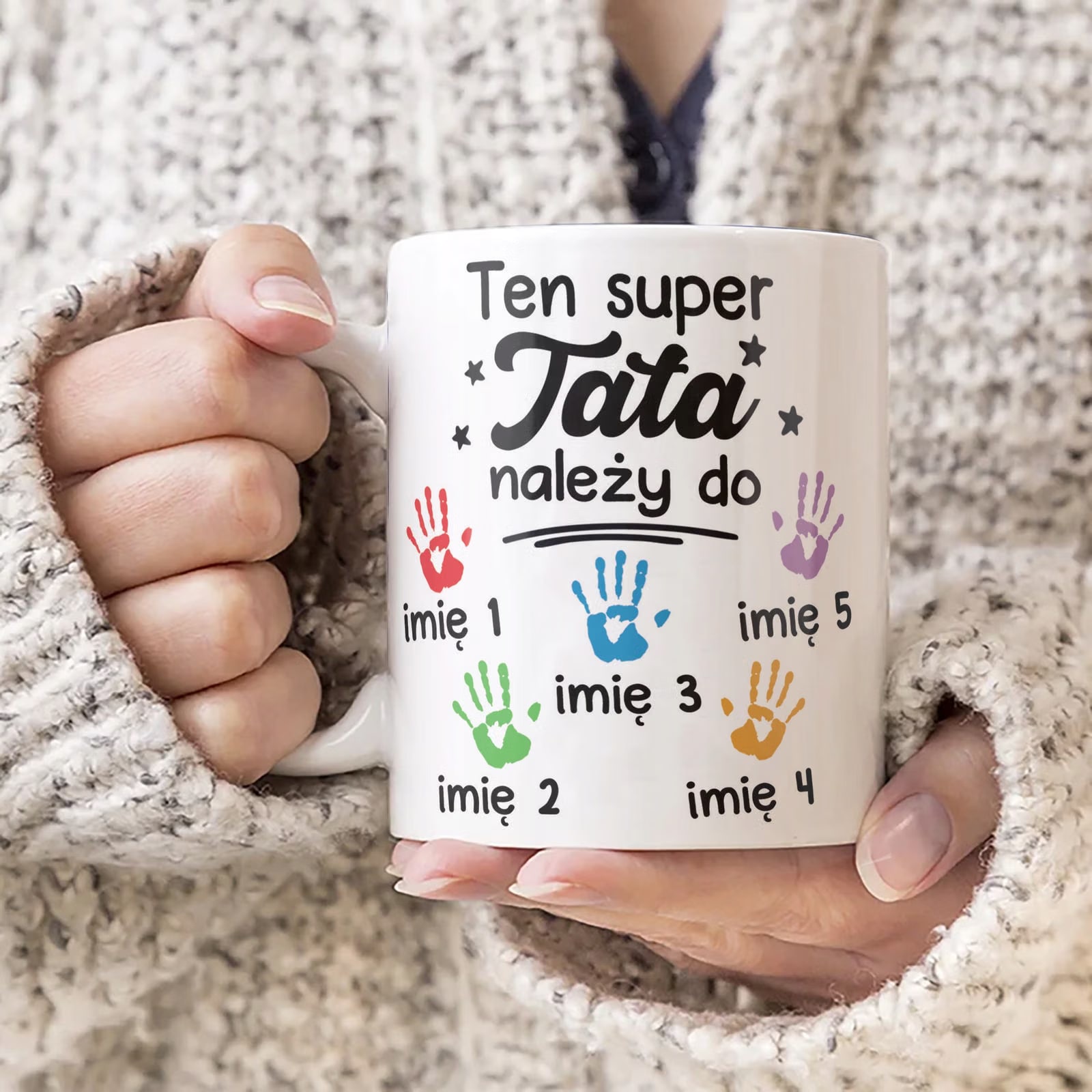 Kubek ceramiczny Personalizowany Dzień Ojca Tata Należy Do 5 Dzieci