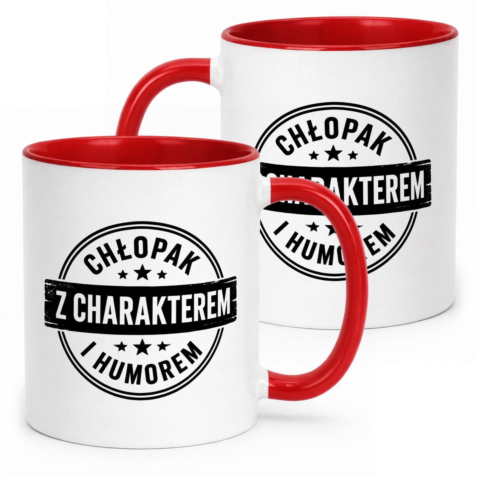 Czerwony Kubek z nadrukiem Dzień Chłopaka Mężczyzny Upominek Prezent