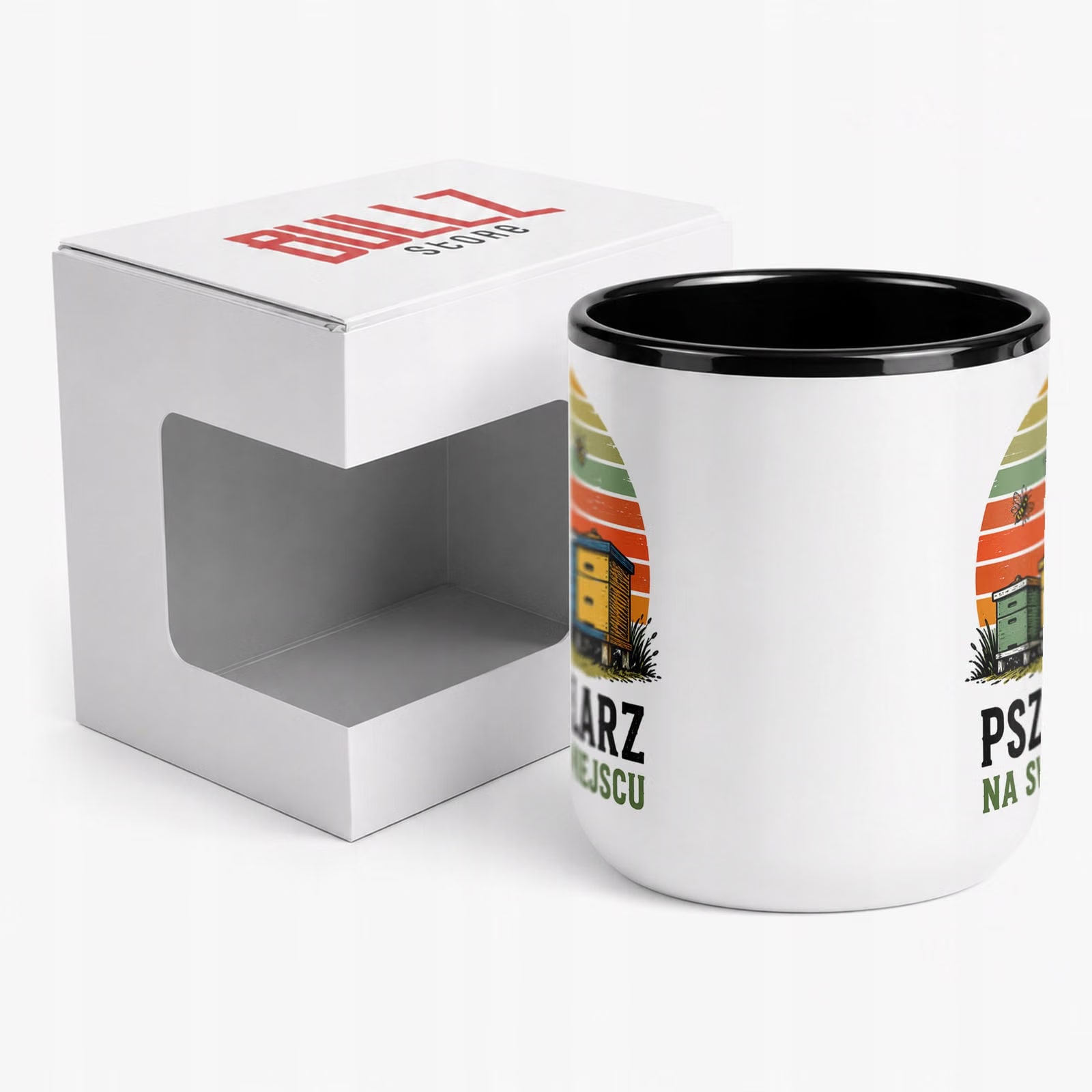 Kubek z nadrukiem Premium Czarny Dla Pszczelarza Szef Pasieki Prezent