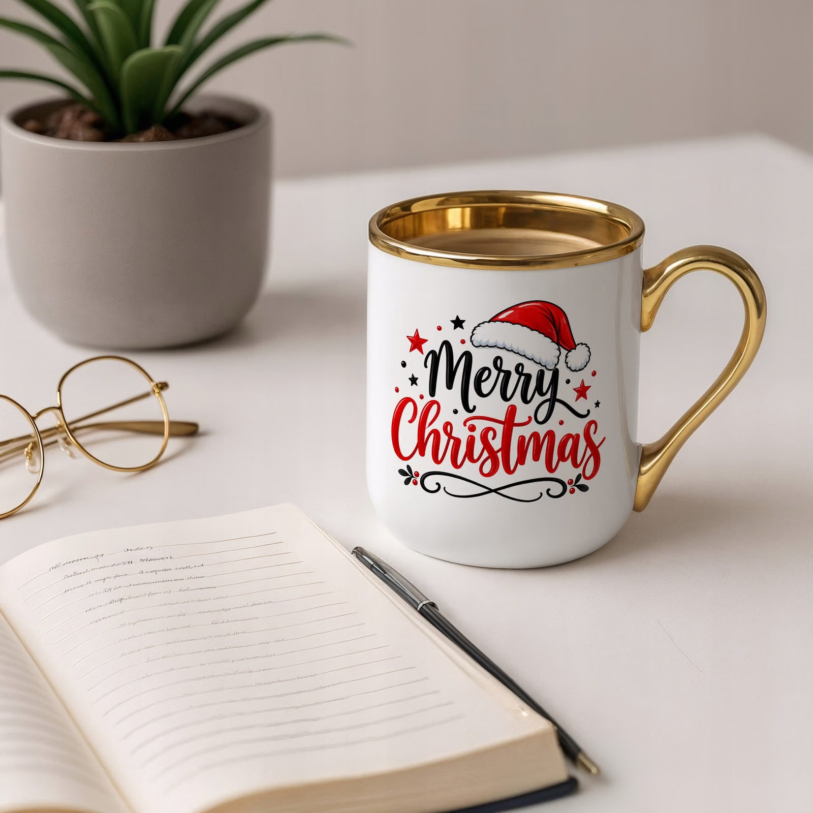 Kubek Premium Złoty Boże Narodzenie Mikołajki Merry Christmas Prezent