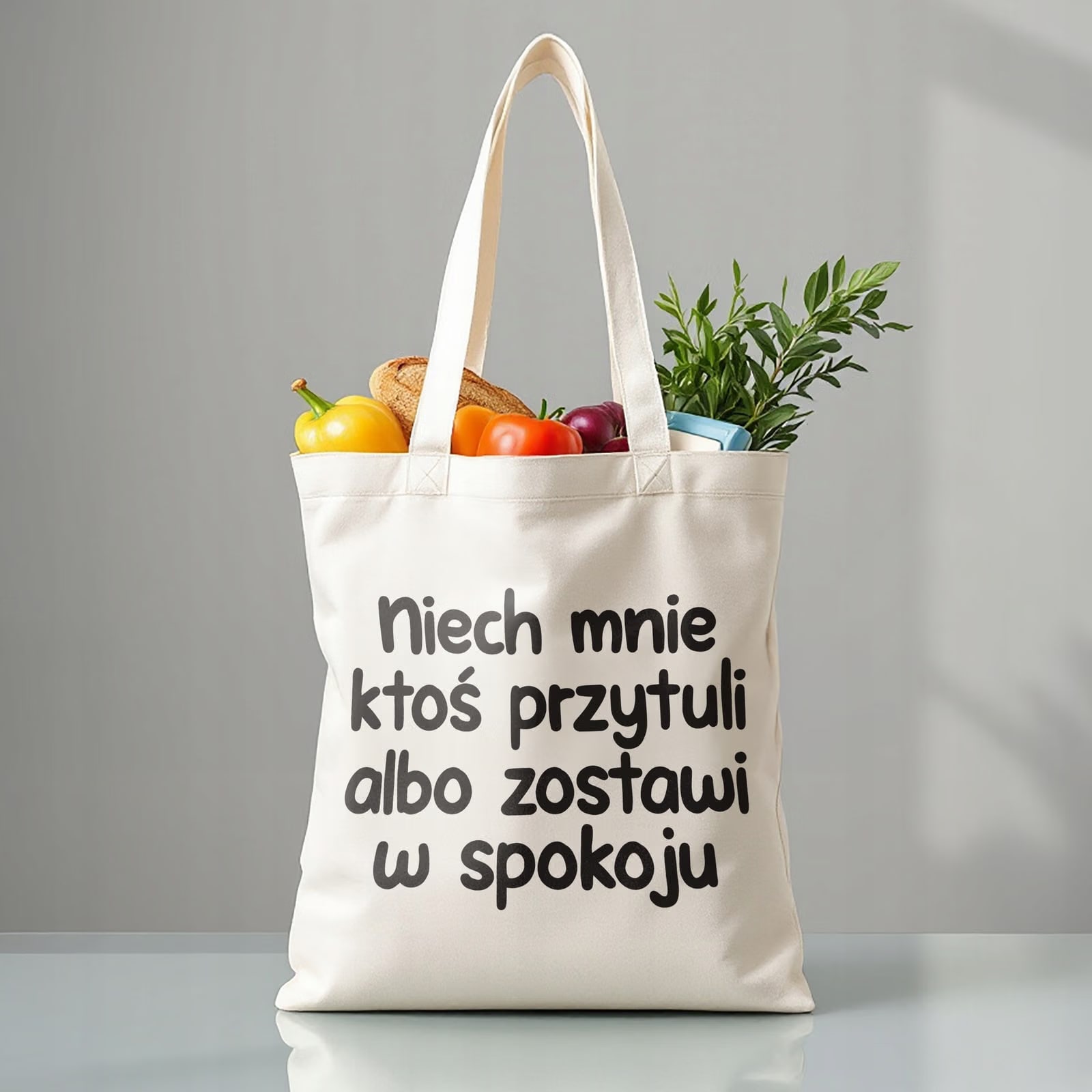 Torba bawełniana premium Niech Mnie Ktoś Przytuli Zabawny Prezent
