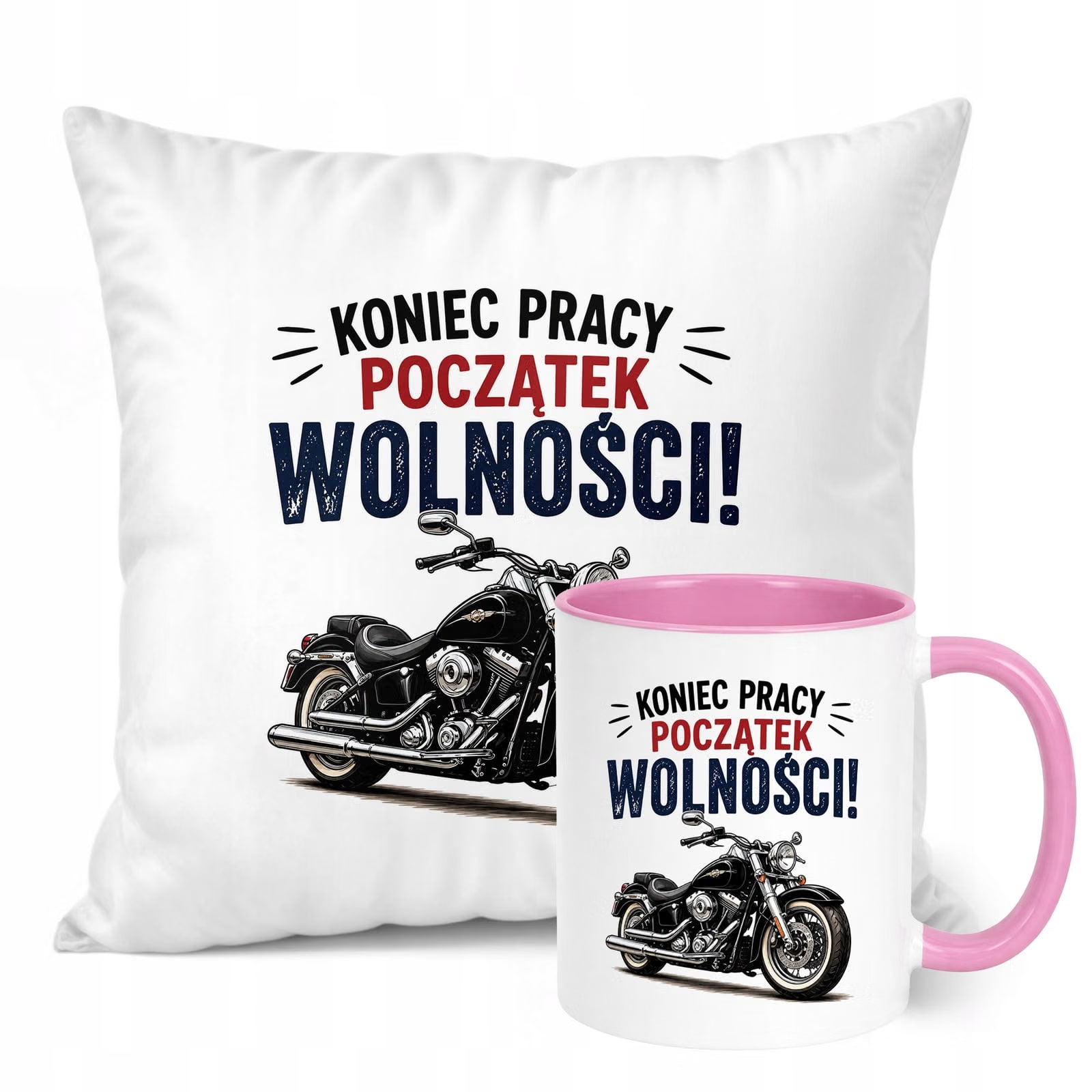 Zestaw Kubek Różowy Poduszka Z Nadrukiem Emerytura Dla Emeryta Prezent