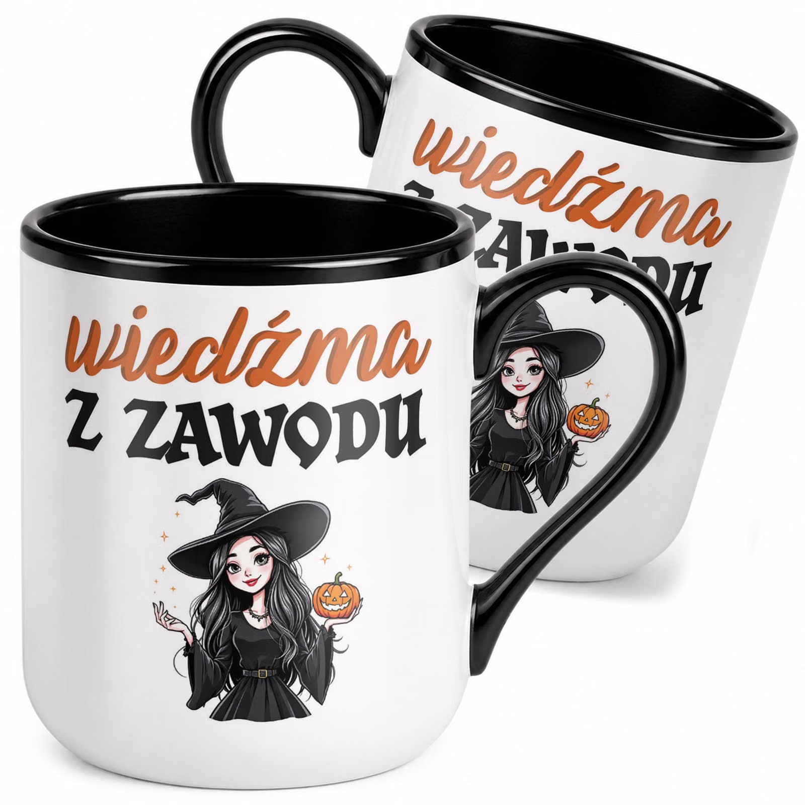 Kubek z nadrukiem Premium Czarny Jesień Halloween Upominek Prezent