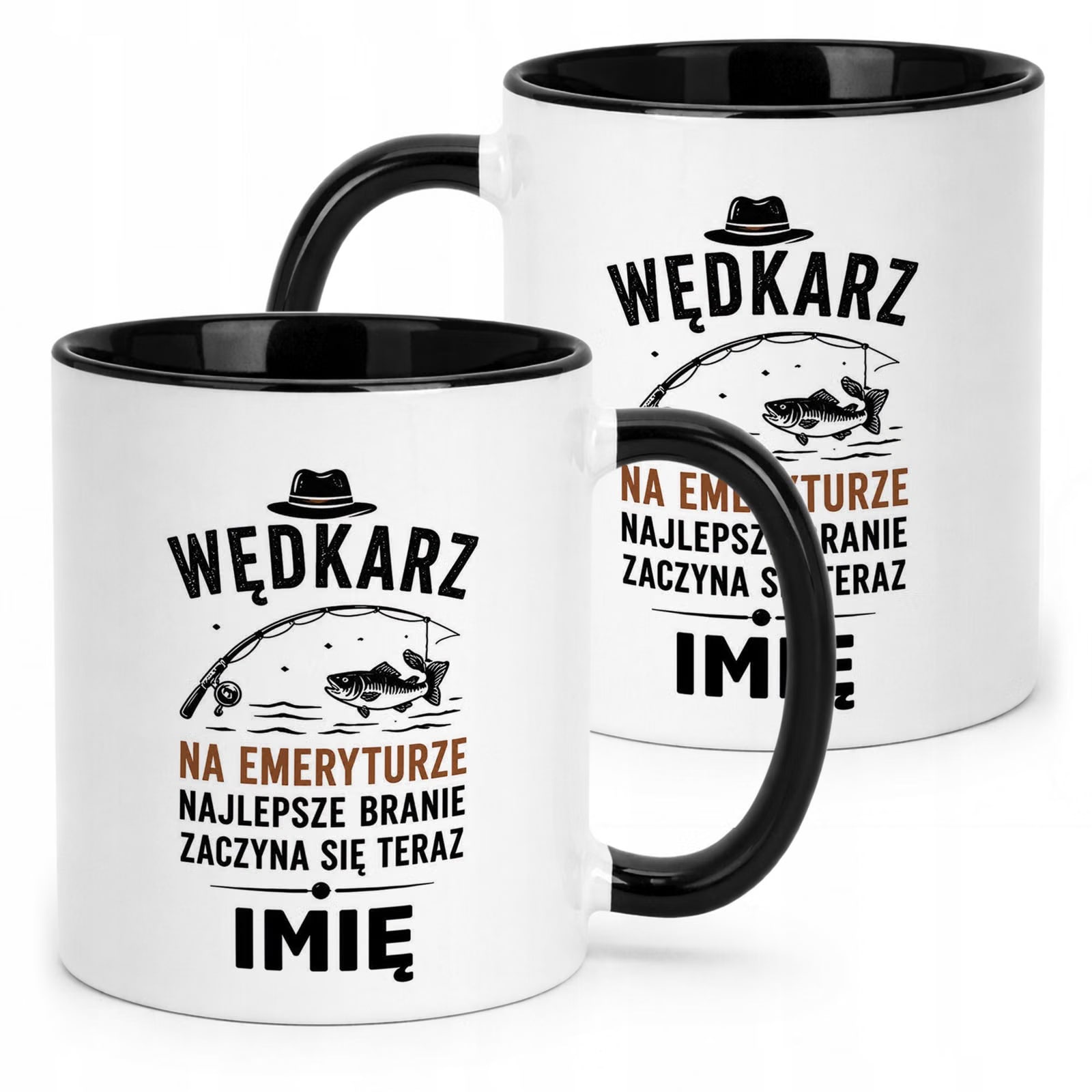Kubek Czarny Personalizowany z Nadrukiem Emerytura Dla Emeryta Prezent