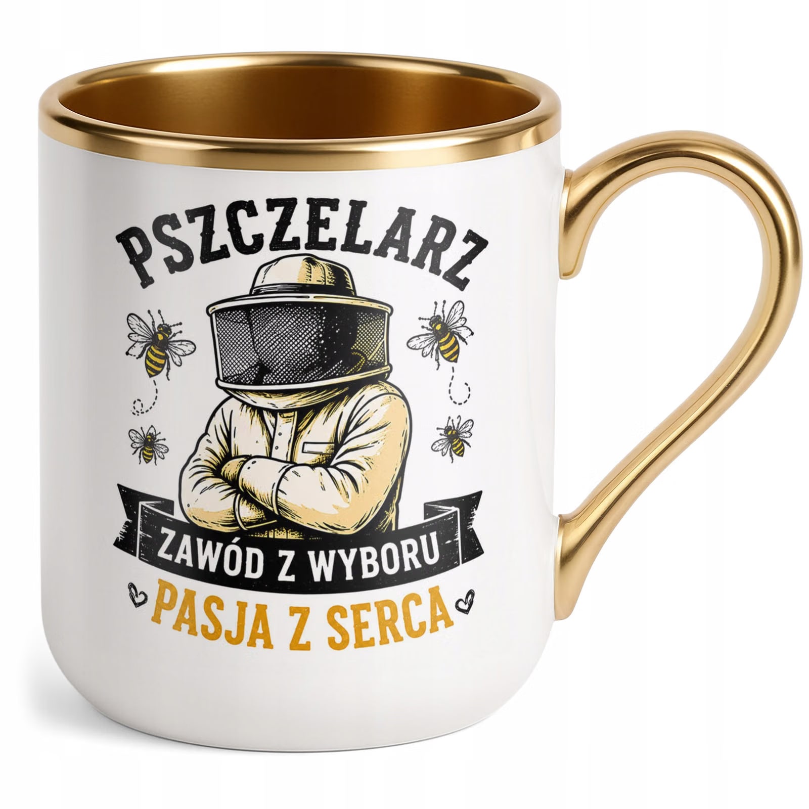 Kubek z nadrukiem Premium Złoty Dla Pszczelarza Szef Pasieki Prezent