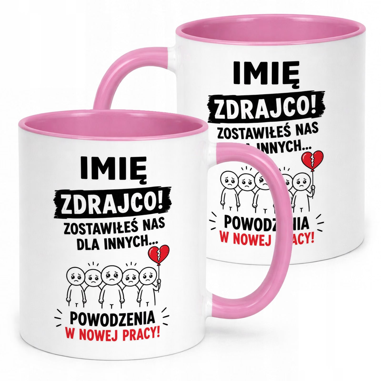 Kubek Różowy Personalizowany z Nadrukiem Pożegnanie Odejście z Pracy