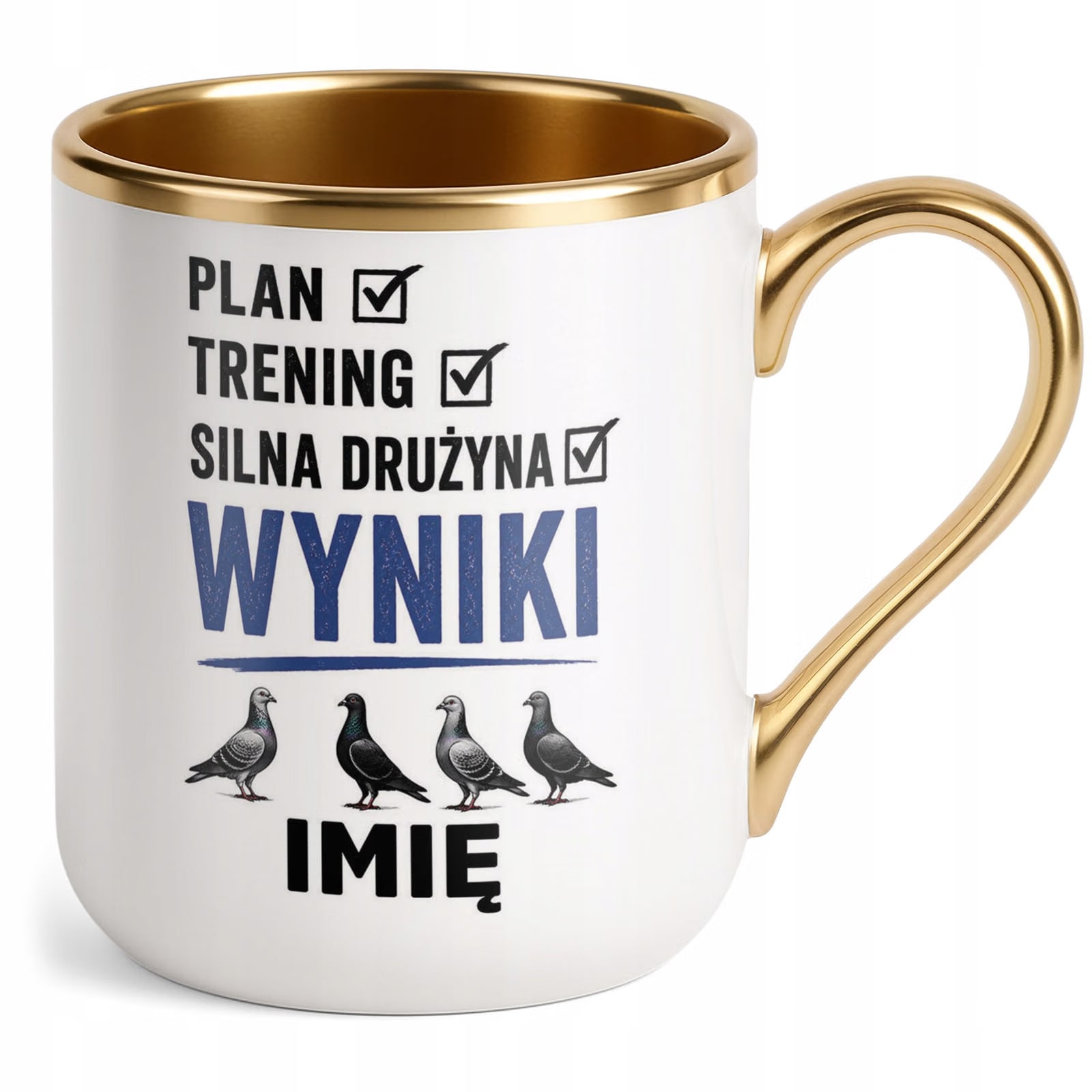 Kubek Personalizowany z nadrukiem Premium Złoty Dla Gołębiarza Prezent