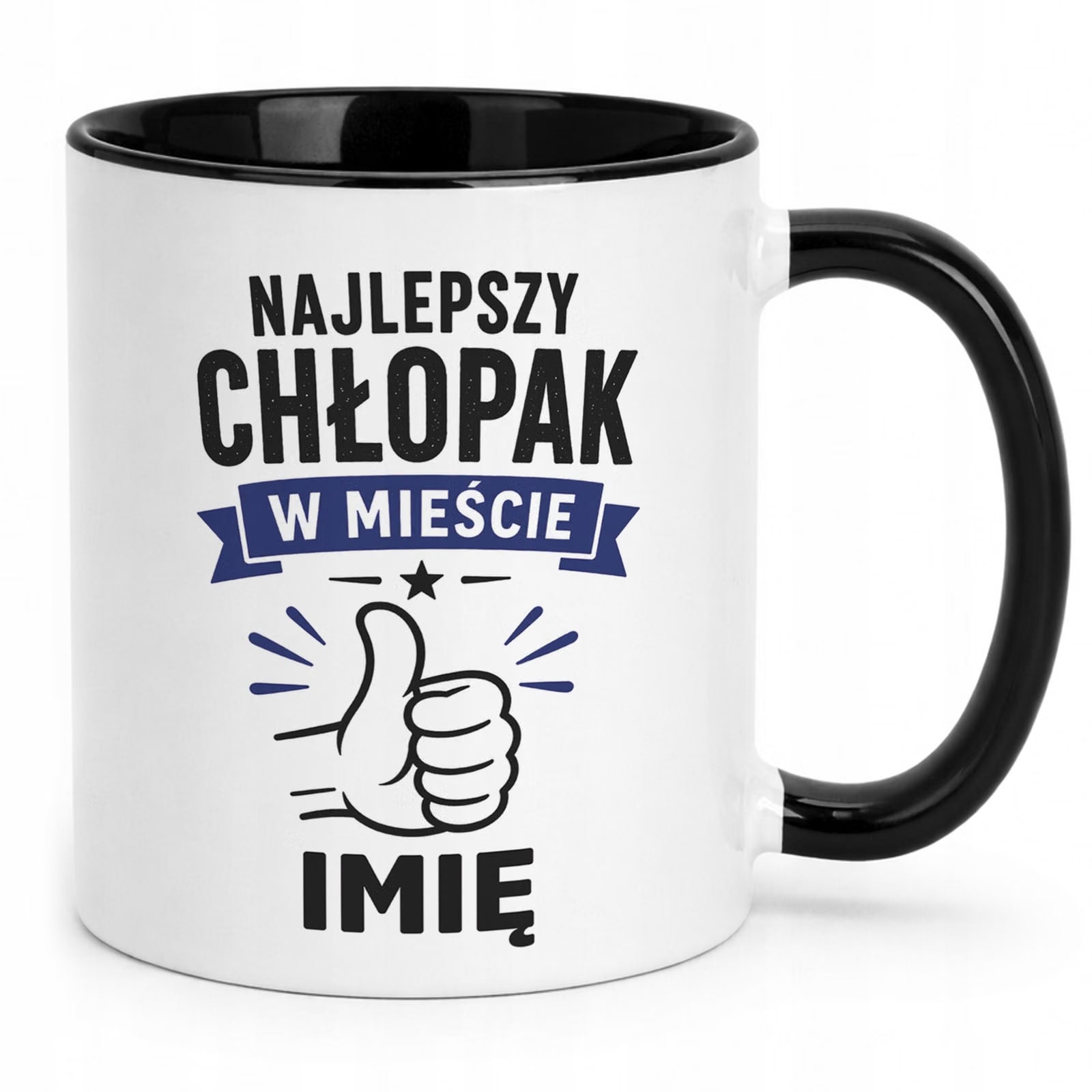 Czarny Kubek personalizowany z nadrukiem Dzień Chłopaka Mężczyzny Prezent