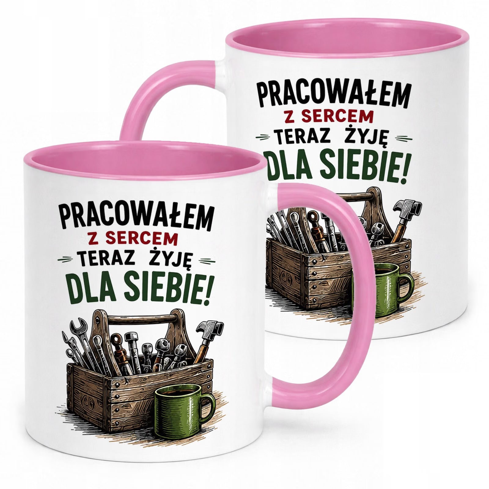 Kubek Różowy z nadrukiem Emerytura Dla Emeryta Upominek Prezent