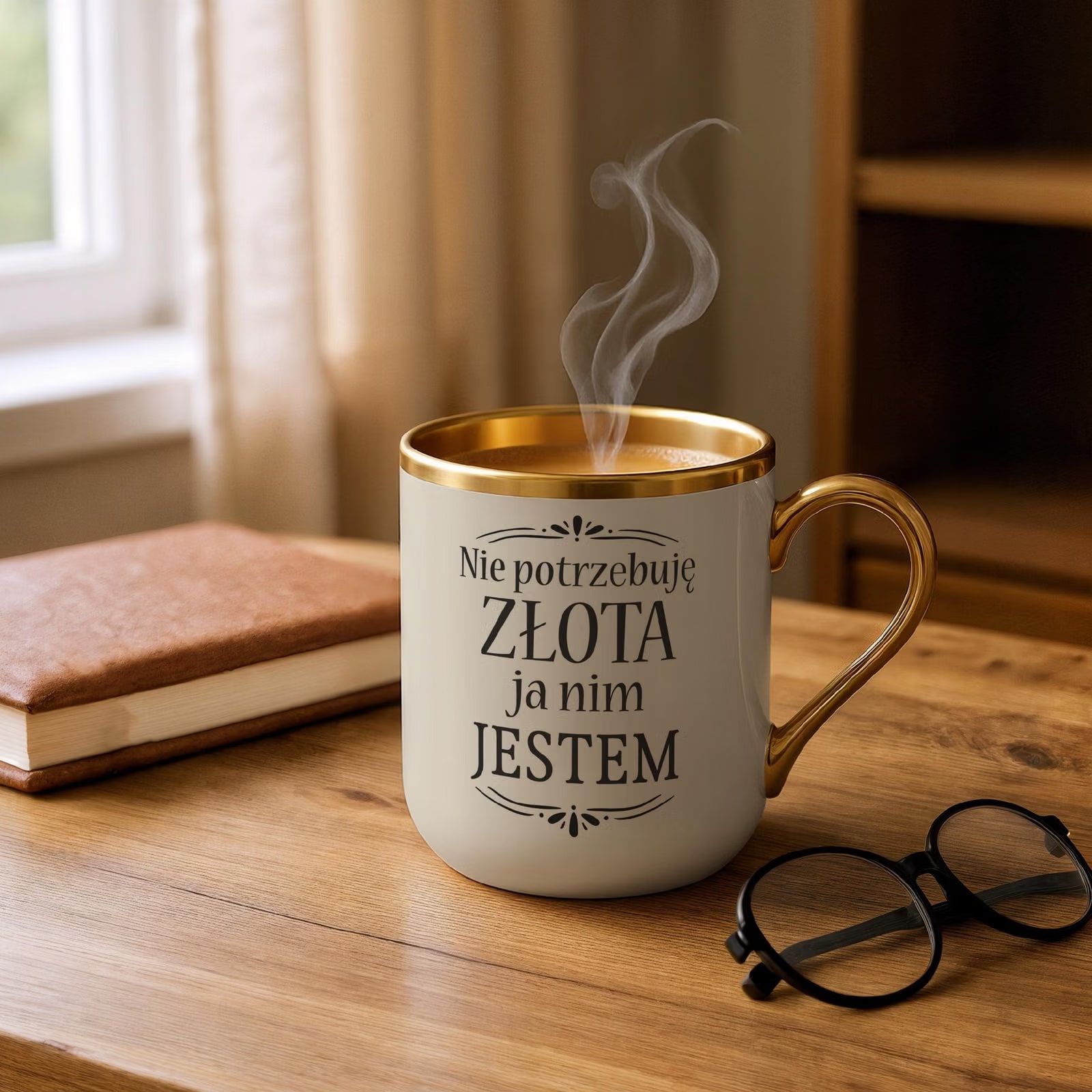 Kubek Premium Złoty Ecru Dzień Kobiet Zabawny Prezent Upominek Dla Kobiety