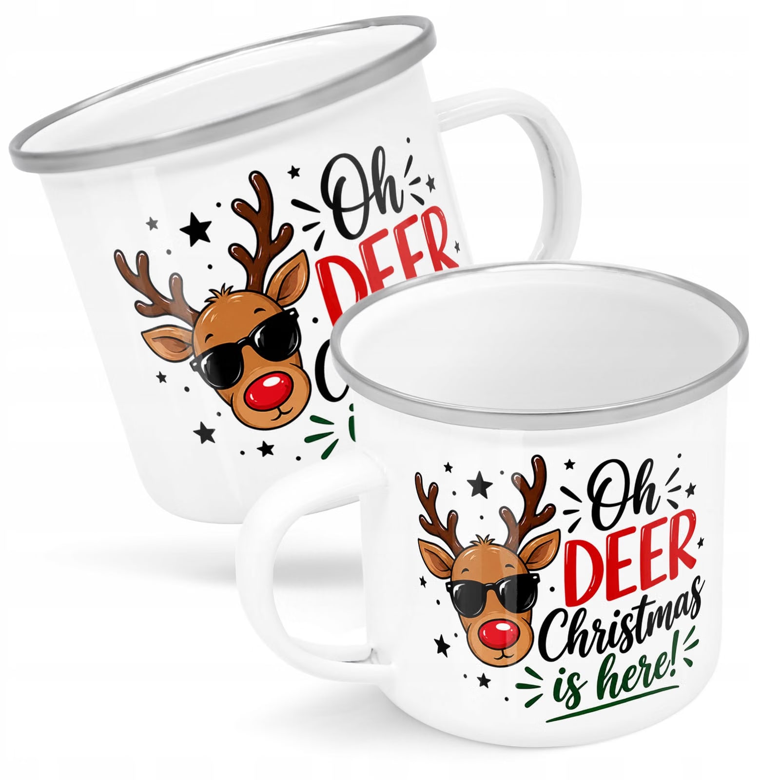 Kubek Emaliowany Boże Narodzenie Mikołajki Oh Deer Renifer Prezent