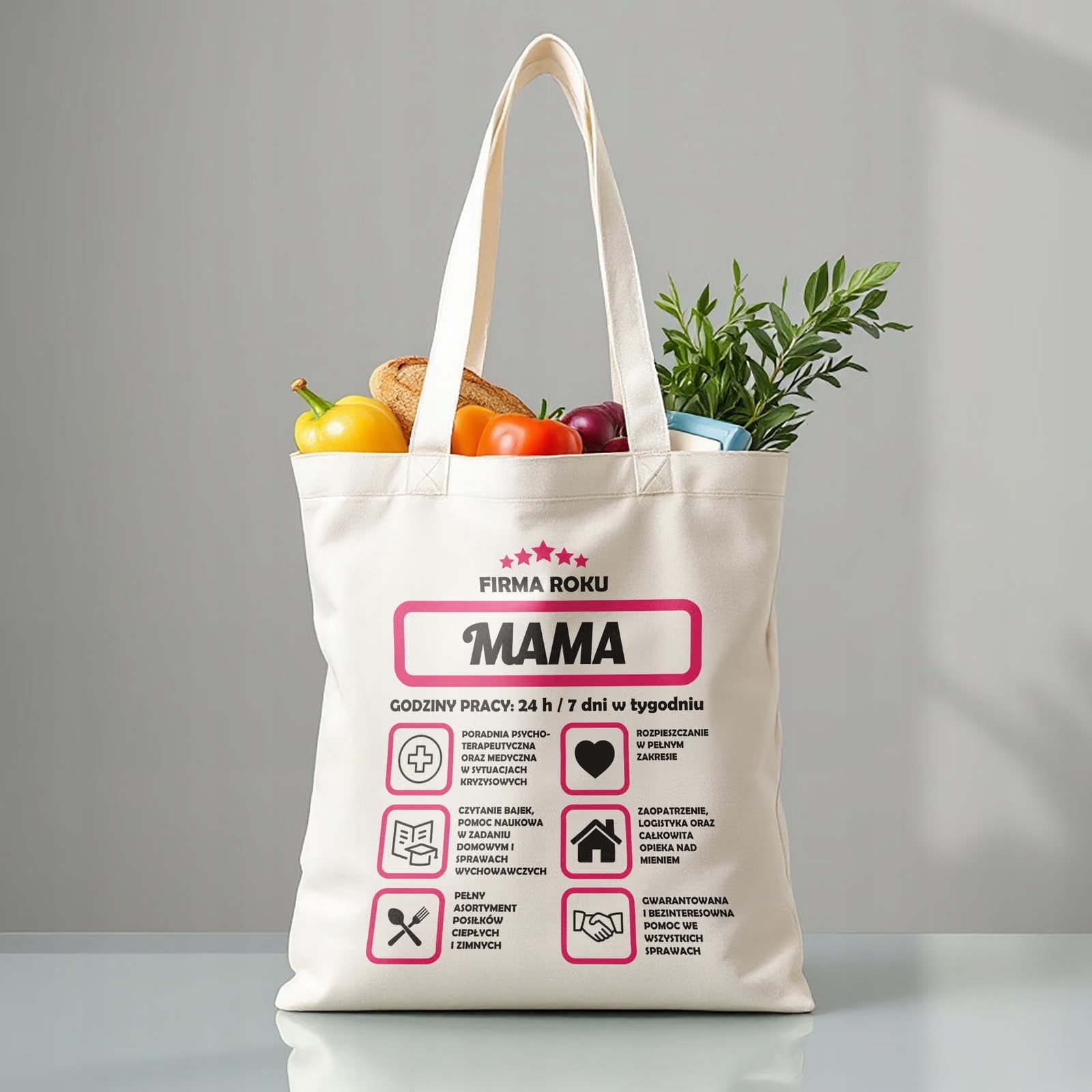 Torba bawełniana premium na zakupy Dzień Matki Prezent Firma Mama