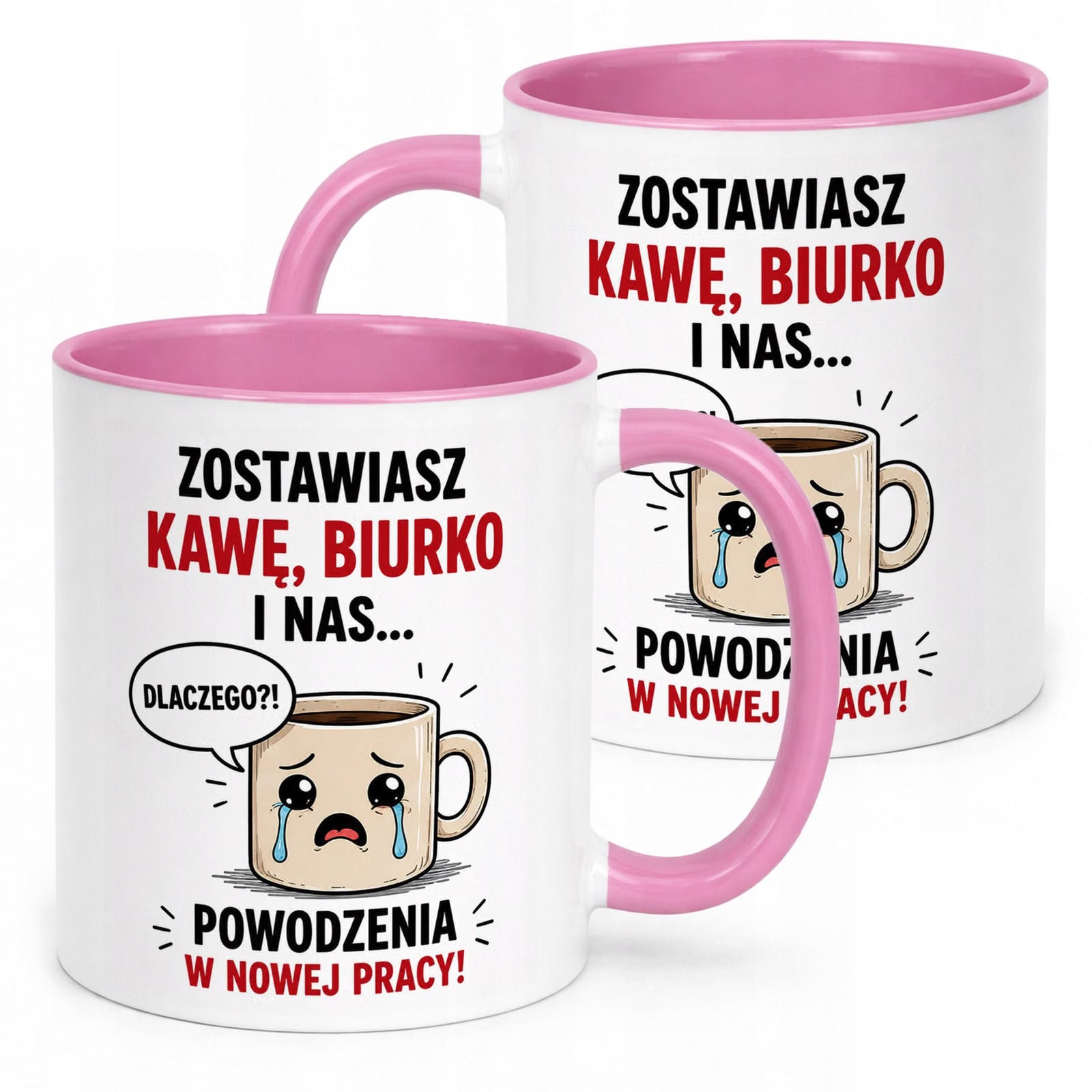 Kubek Różowy z nadrukiem Pożegnanie Odejście z Pracy Upominek Prezent
