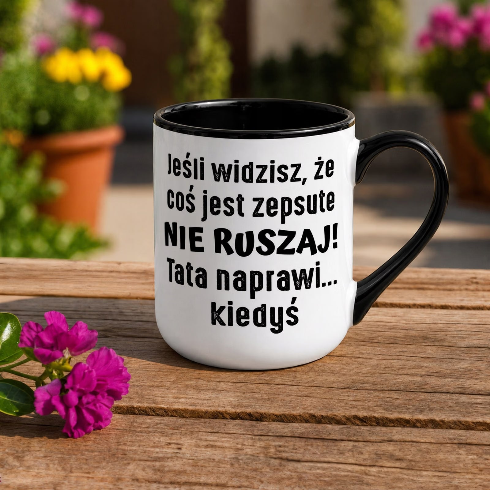 Kubek z nadrukiem Premium Czarny Dla Taty Dzień Ojca Upominek Prezent