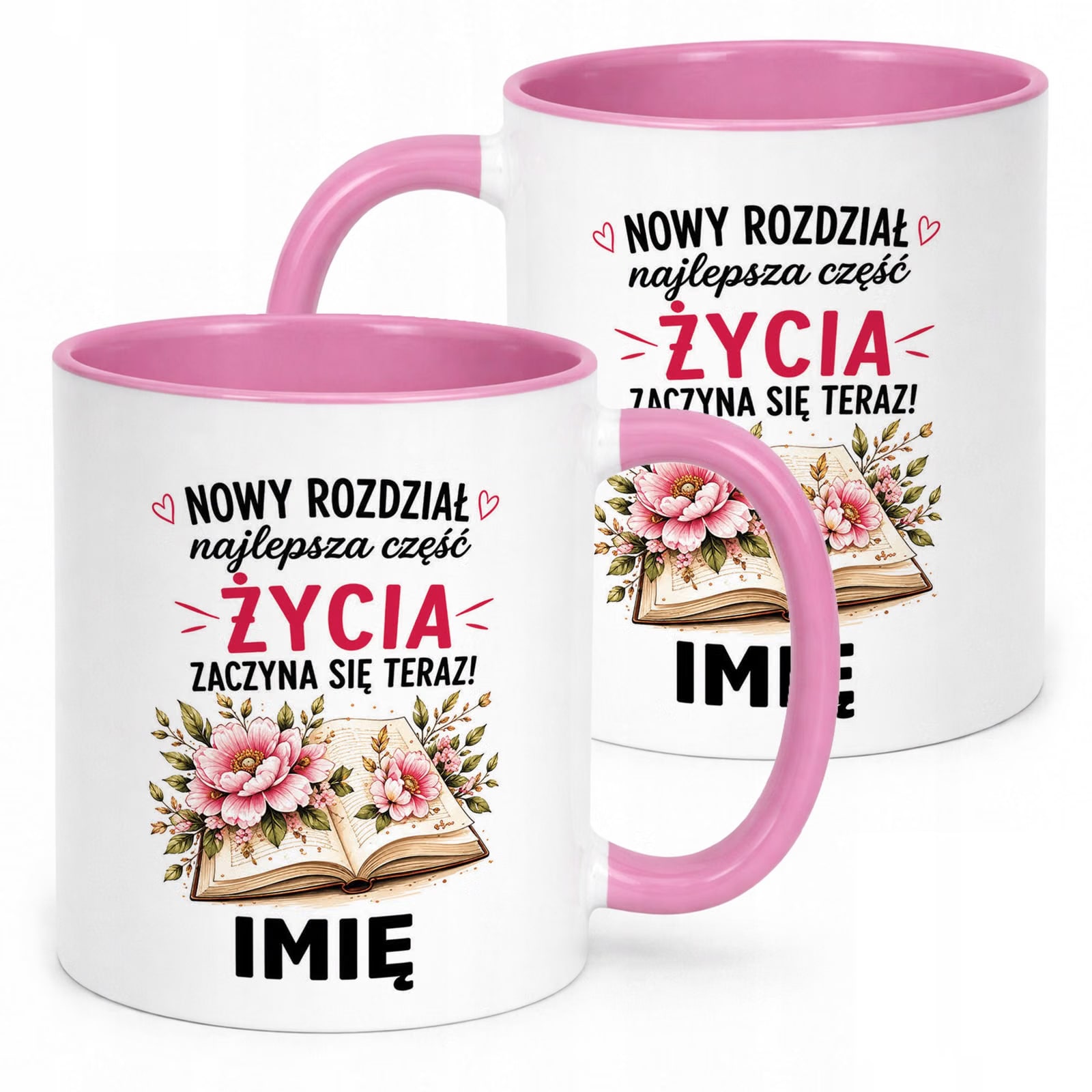Kubek Różowy Personalizowany z Nadrukiem Emerytura Dla Emerytki Prezent