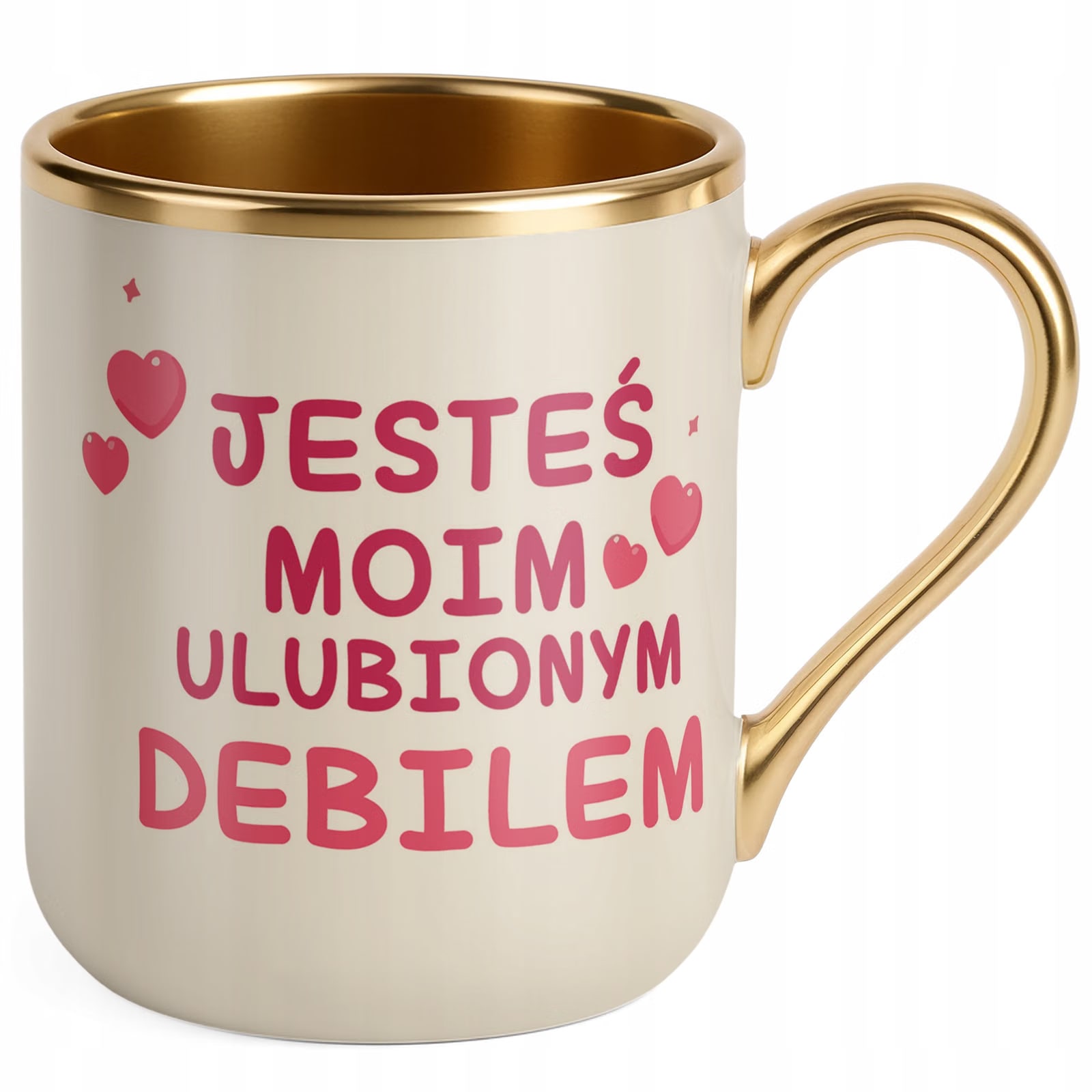 Kubek Premium Złoty Ecru Na Walentynki Kocham Cię Prezent Upominek