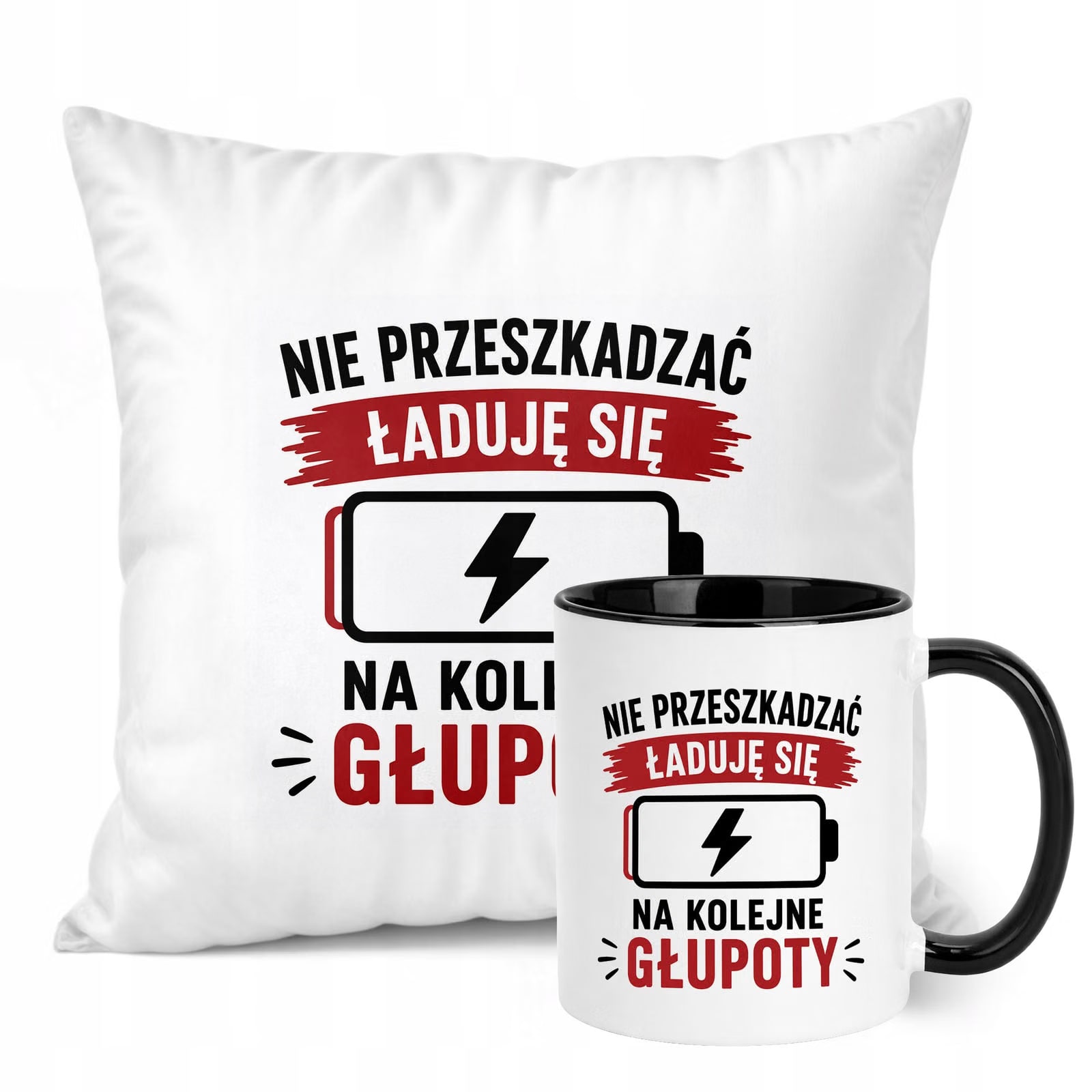 Zestaw Kubek Czarny Poduszka Dzień Chłopaka Z Nadrukiem Prezent Upominek