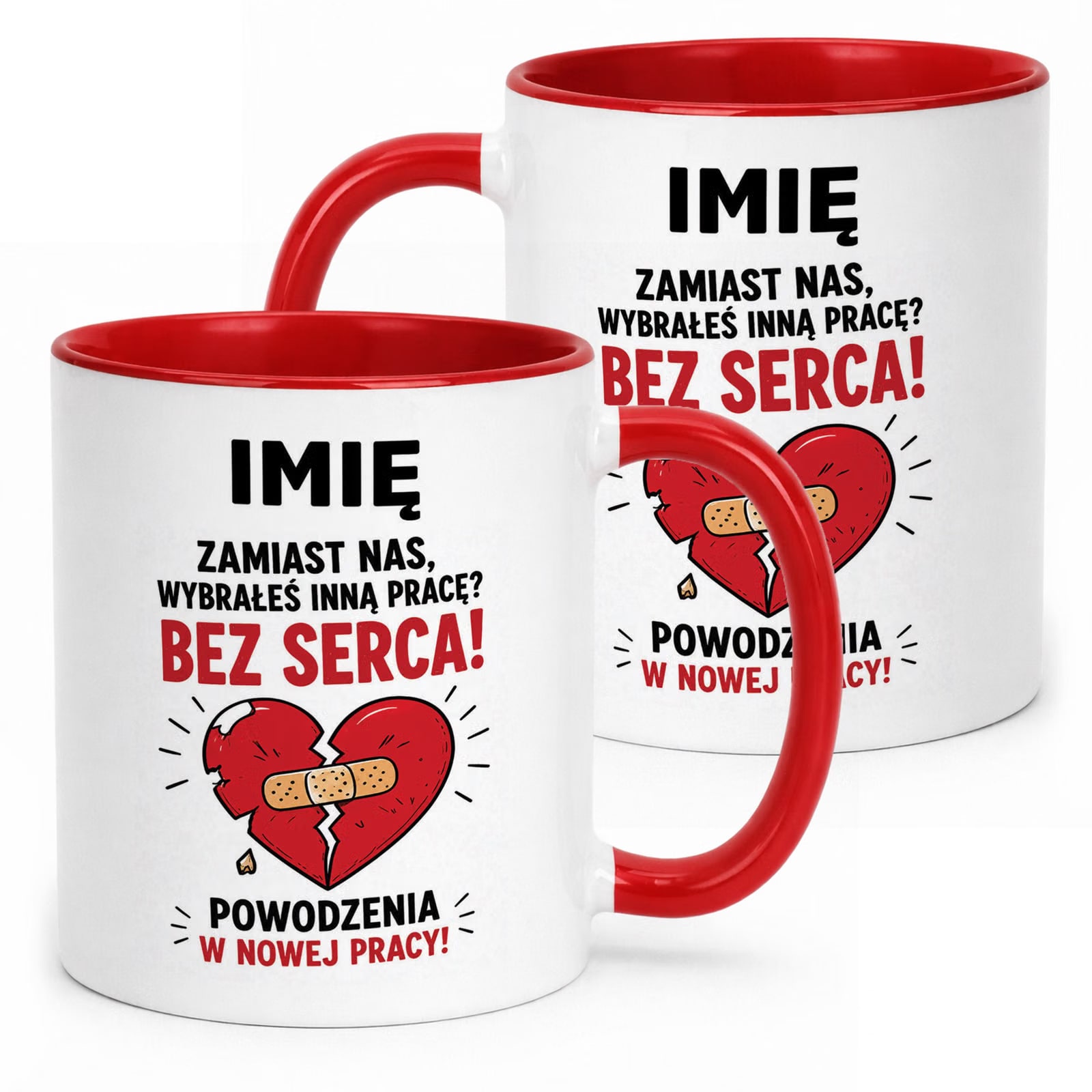 Kubek Czerwony Personalizowany z Nadrukiem Pożegnanie Odejście z Pracy