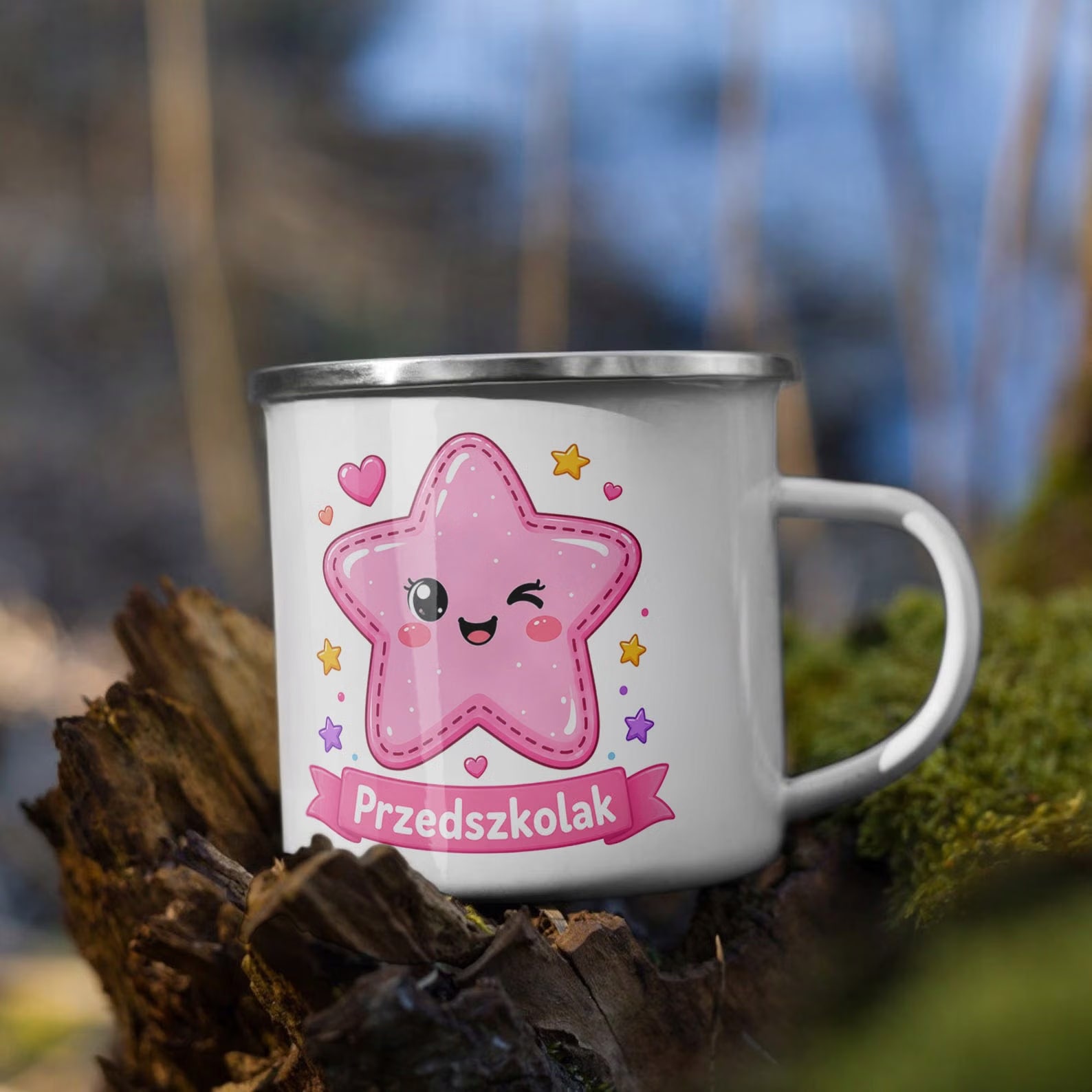 Zestaw Kubek Emaliowany Poduszka Z Nadrukiem Przedszkolak Szkoła Prezent