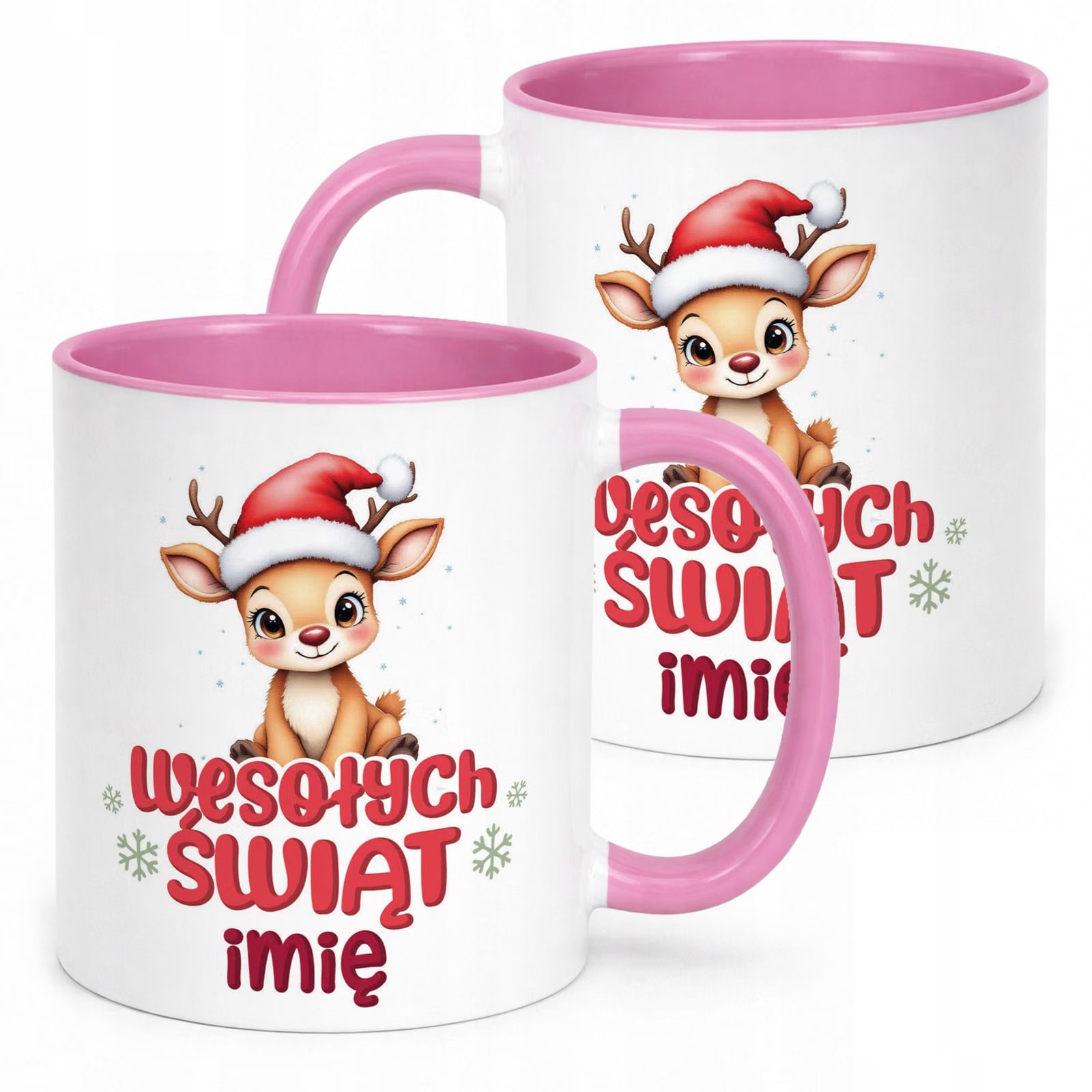 Kubek Różowy Personalizowany z Nadrukiem Boże Narodzenie Święta Prezent
