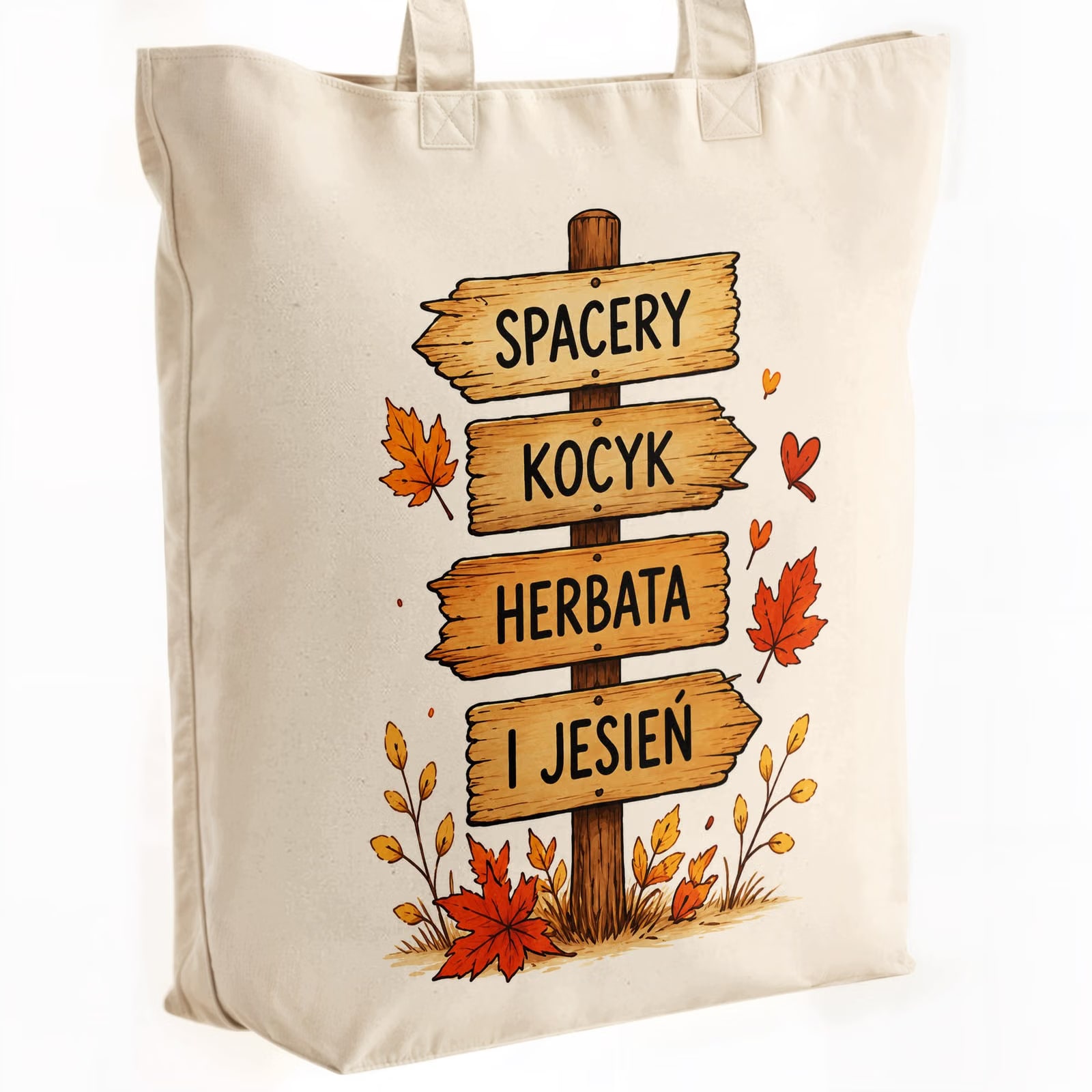 Torba shopper bawełniana premium jesień jesienna na zakupy z nadrukiem