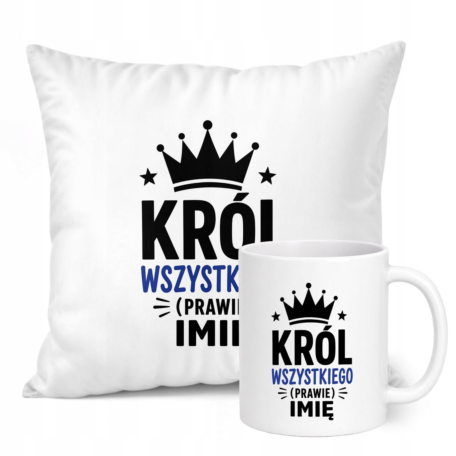 Zestaw Personalizowany Kubek Biały Poduszka Dzień Chłopaka Z Nadrukiem