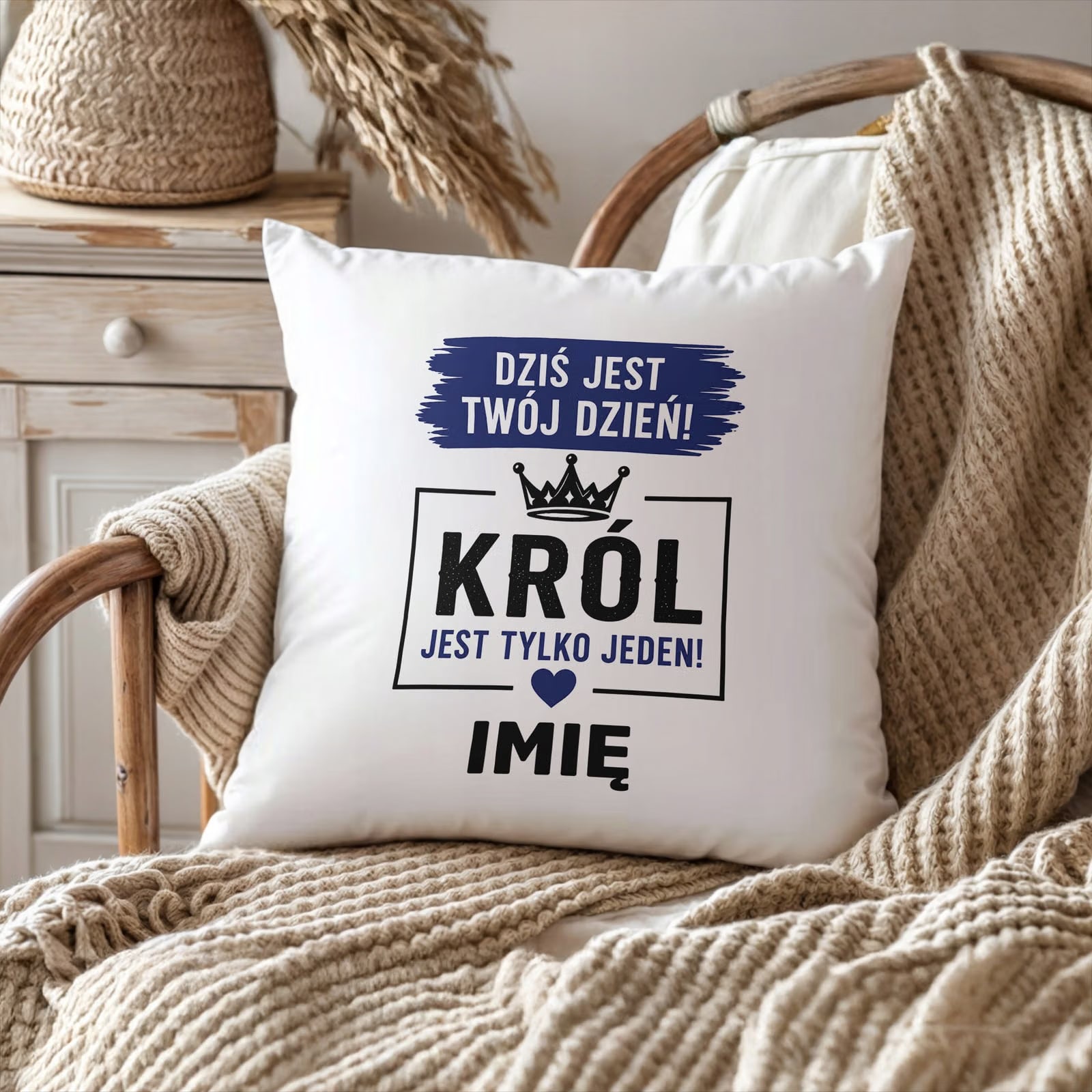 Poduszka Jasiek Personalizowana z nadrukiem Dzień Chłopaka 38x38cm Prezent