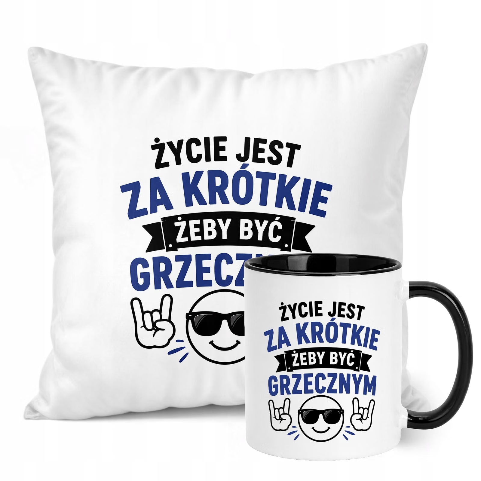 Zestaw Kubek Czarny Poduszka Dzień Chłopaka Z Nadrukiem Prezent Upominek