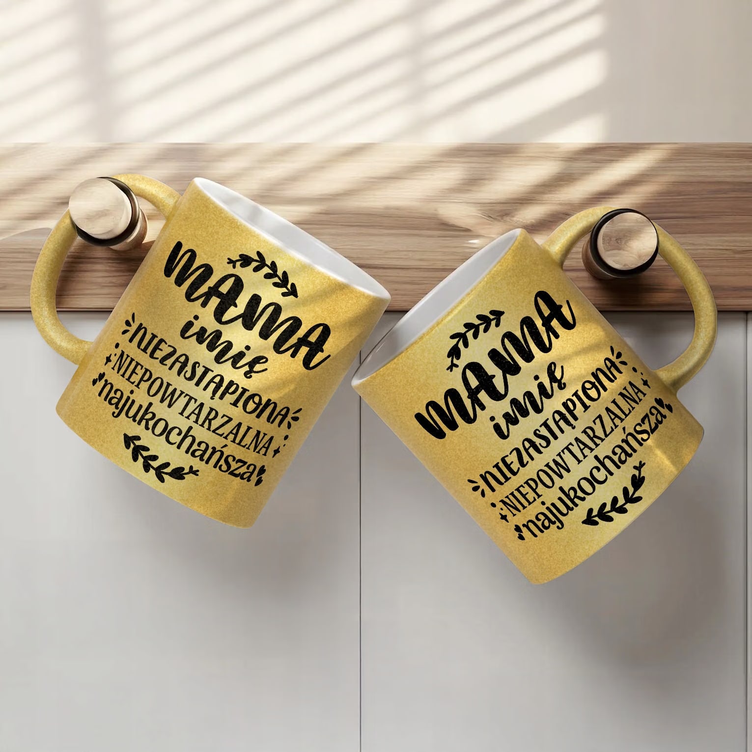 Złoty kubek brokatowy Personalizowany Dzień Matki Dla Mamy Prezent