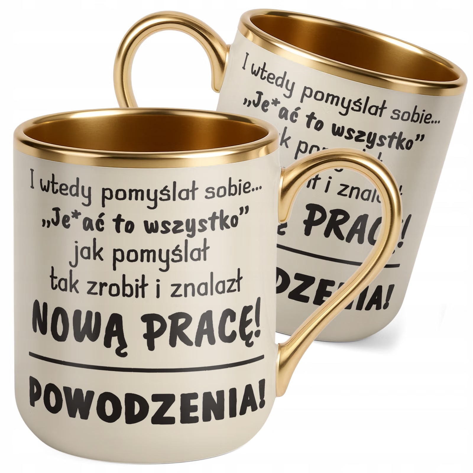 Kubek Premium Złoty Ecru Na Pożegnanie Odejście z Pracy Zabawny Prezent