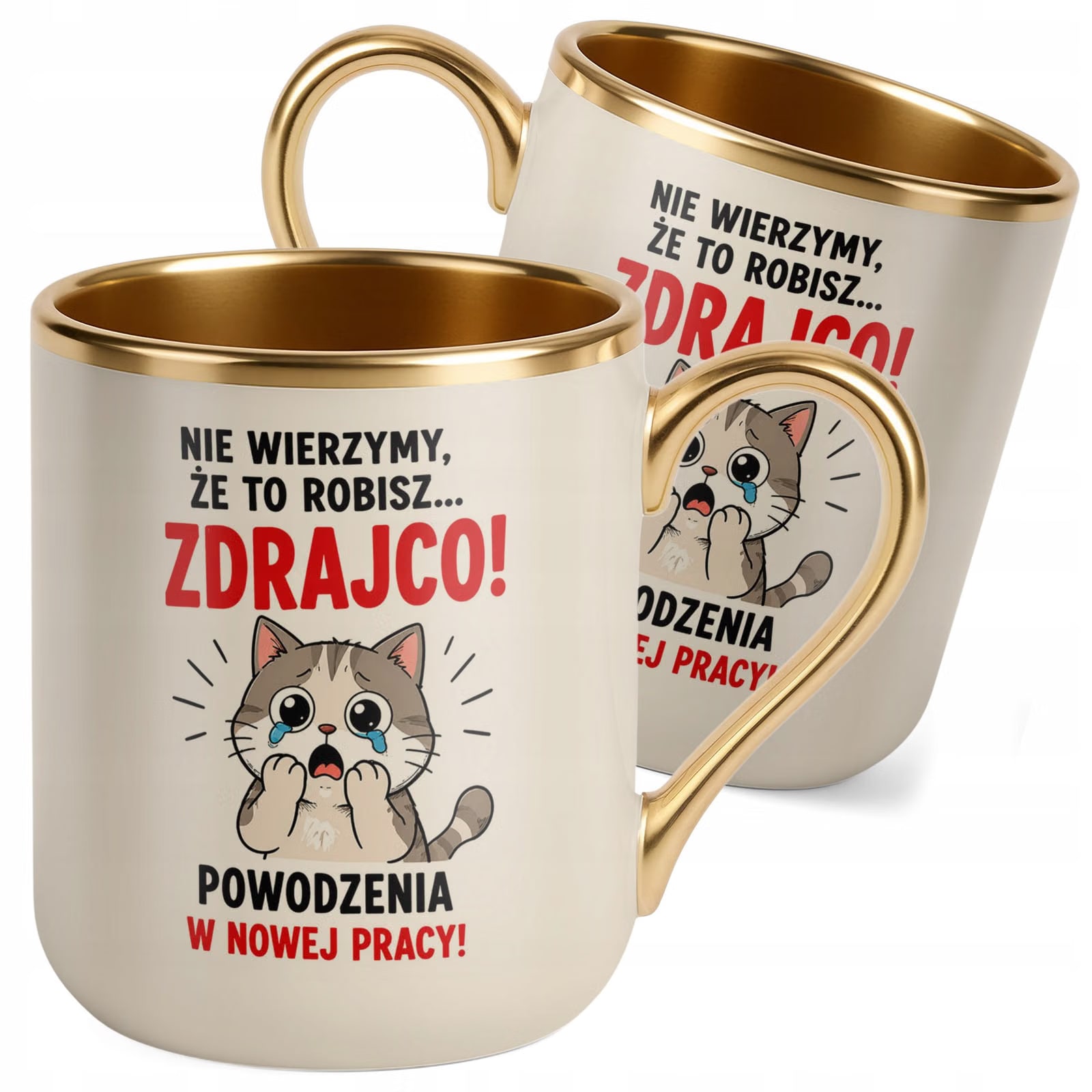 Kubek z nadrukiem Premium Złoty Ecru Pożegnanie Odejście z Pracy