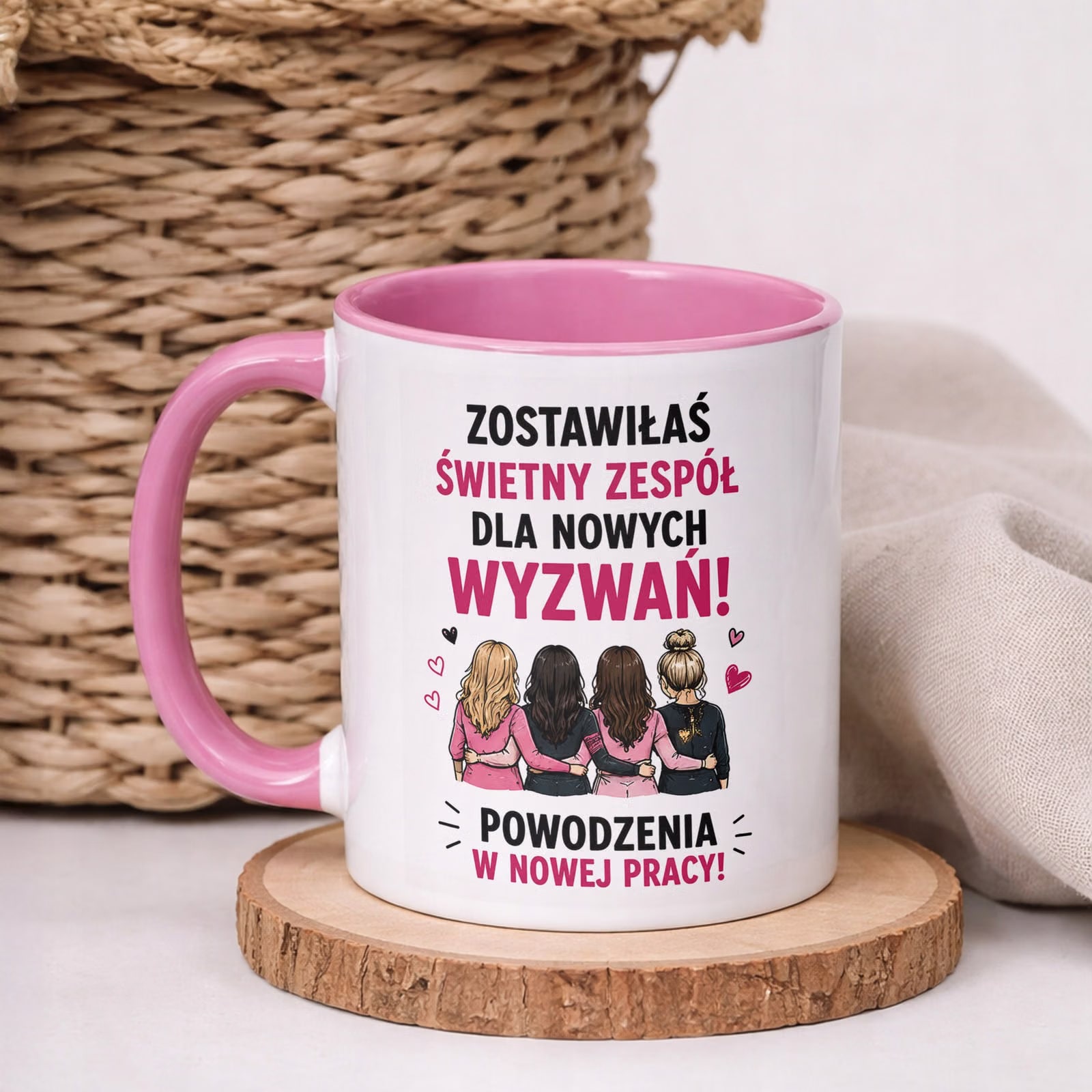 Kubek Różowy z nadrukiem Pożegnanie Odejście z Pracy Dla Koleżanki