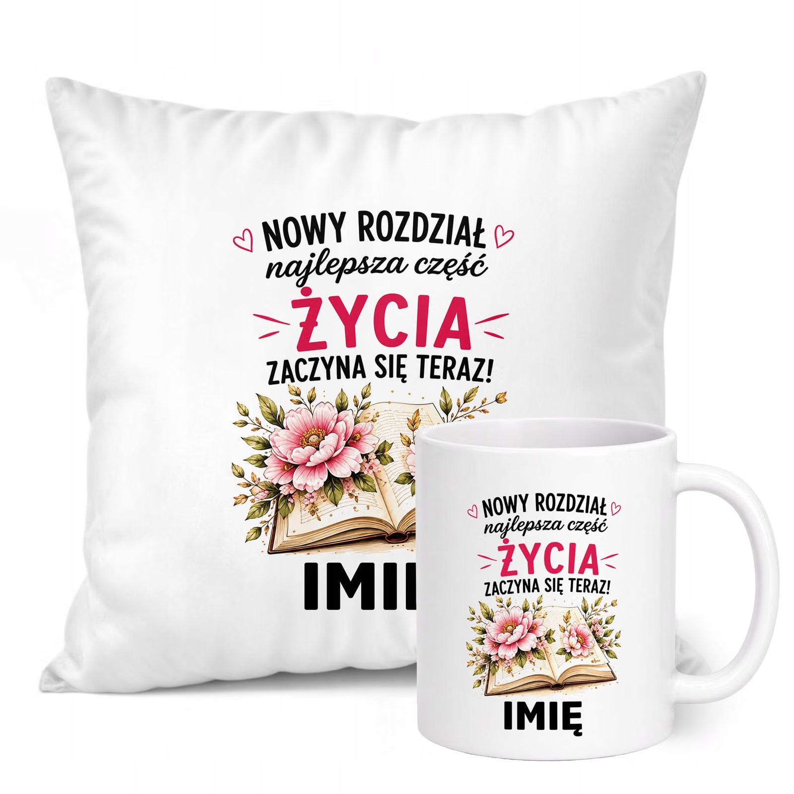 Zestaw Personalizowany Kubek Biały Poduszka Emerytura Dla Emerytki Prezent