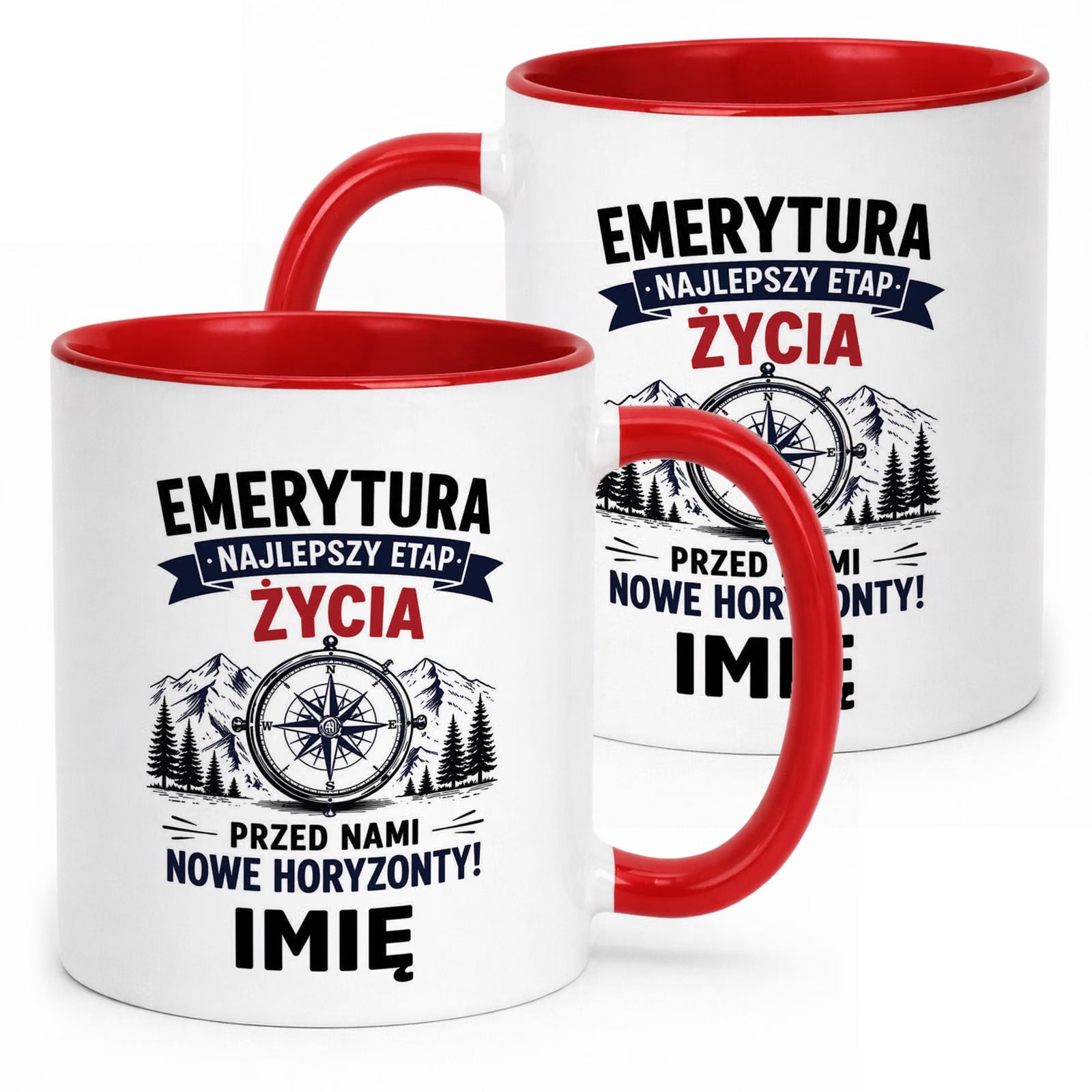 Kubek Czerwony Personalizowany z Nadrukiem Emerytura Dla Emeryta Prezent