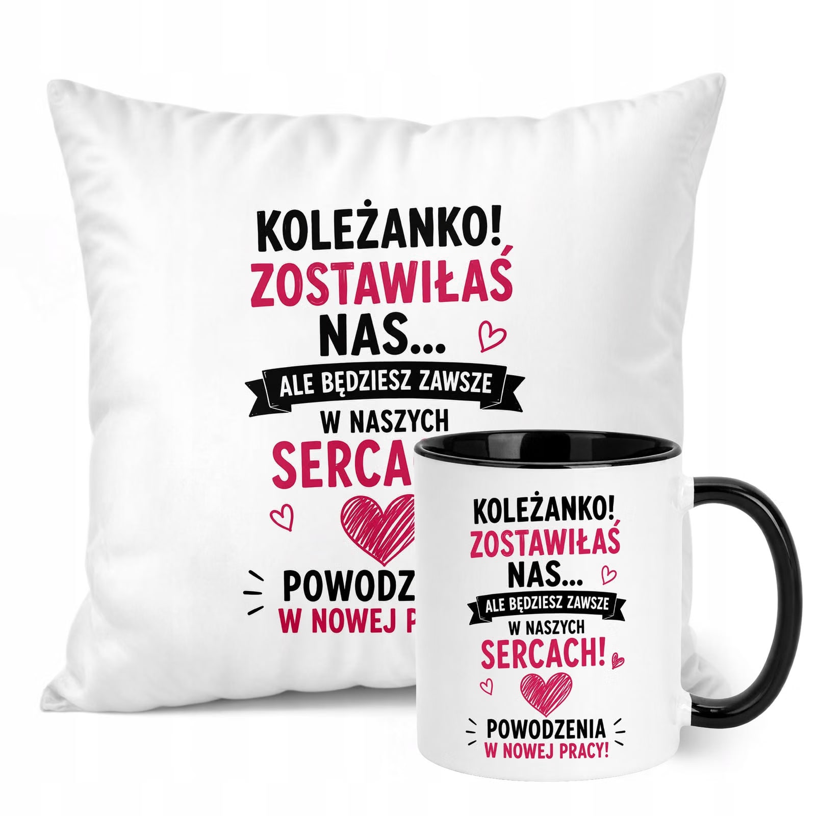 Zestaw Kubek Czarny Poduszka Z Nadrukiem Odejście z Pracy Prezent