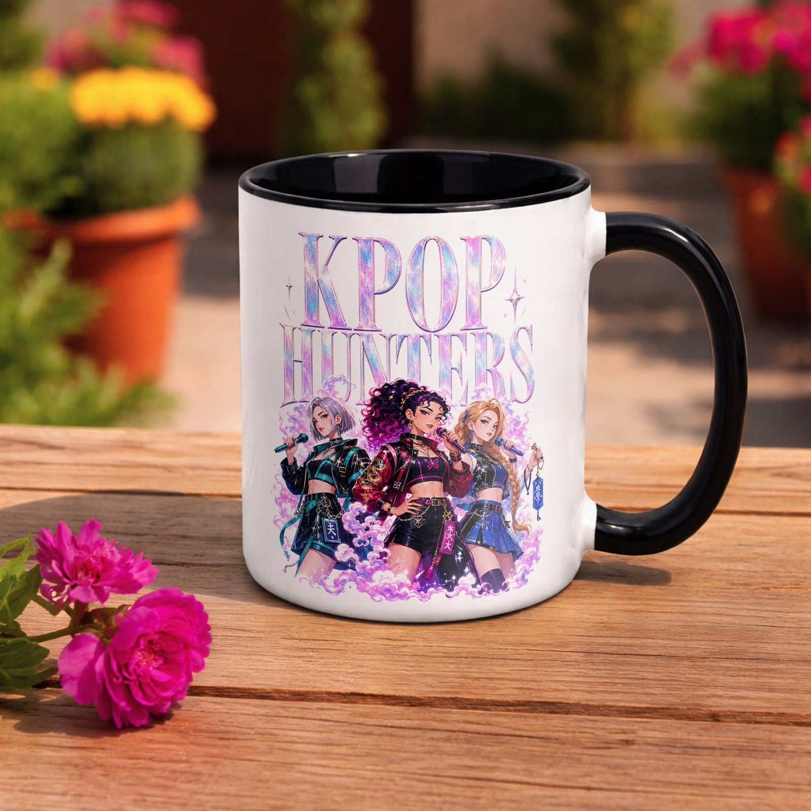 Kubek Czarny z nadrukiem ŁOWCZYNIE KPOP Dla Dzieci Prezent Upominek