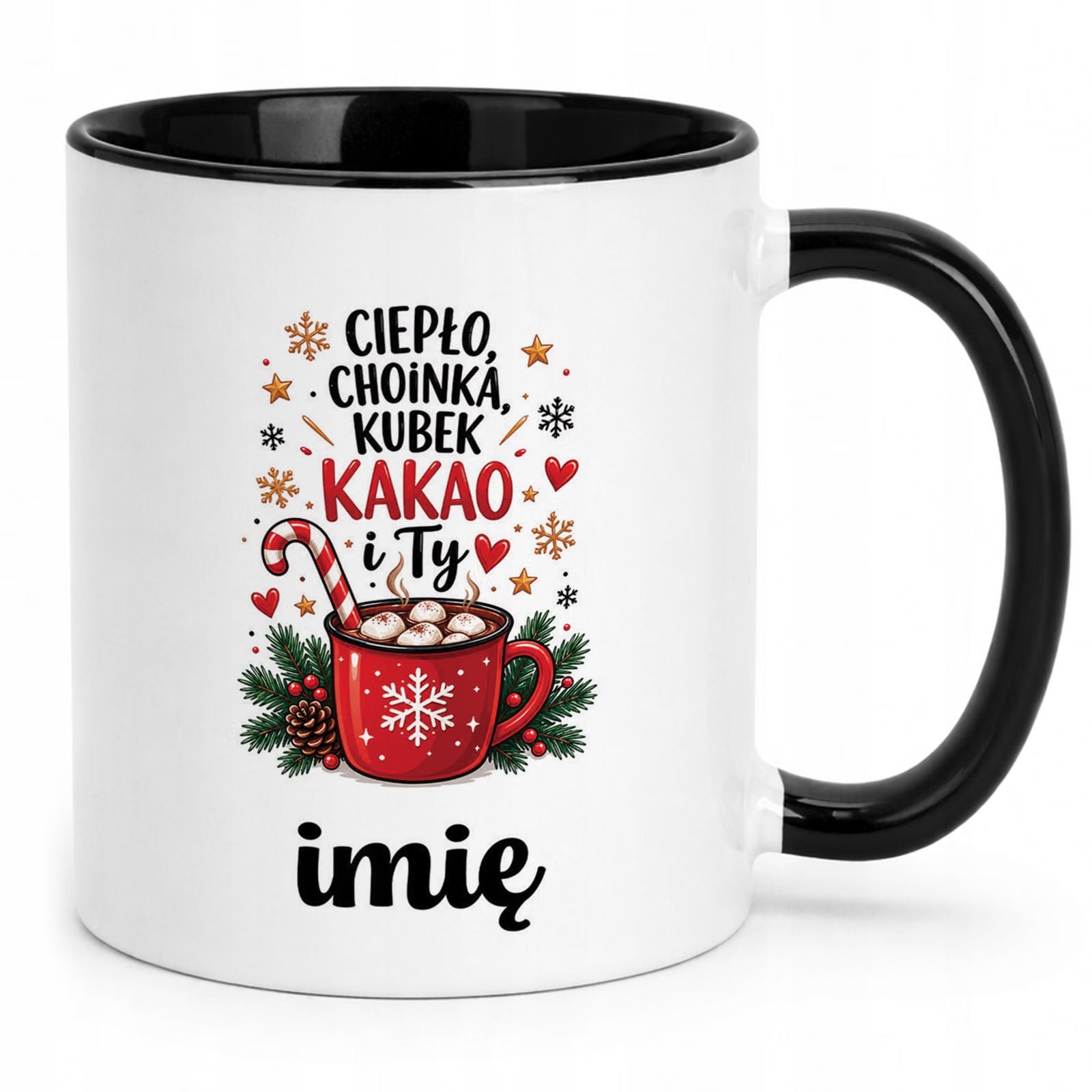 Kubek Czarny Personalizowany z Nadrukiem Boże Narodzenie Święta Prezent