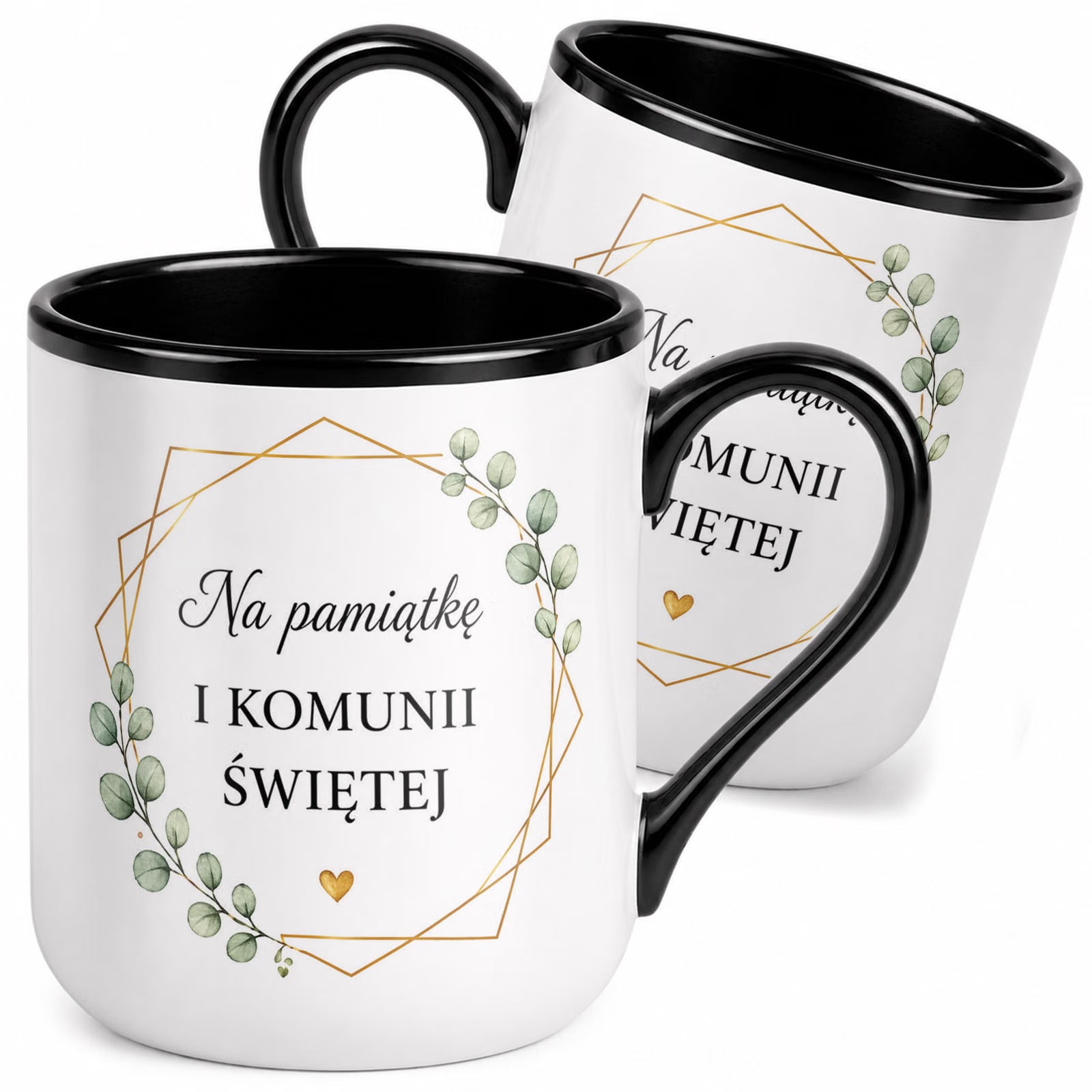 Kubek z nadrukiem Premium Czarny Pierwsza Komunia Święta Upominek Prezent
