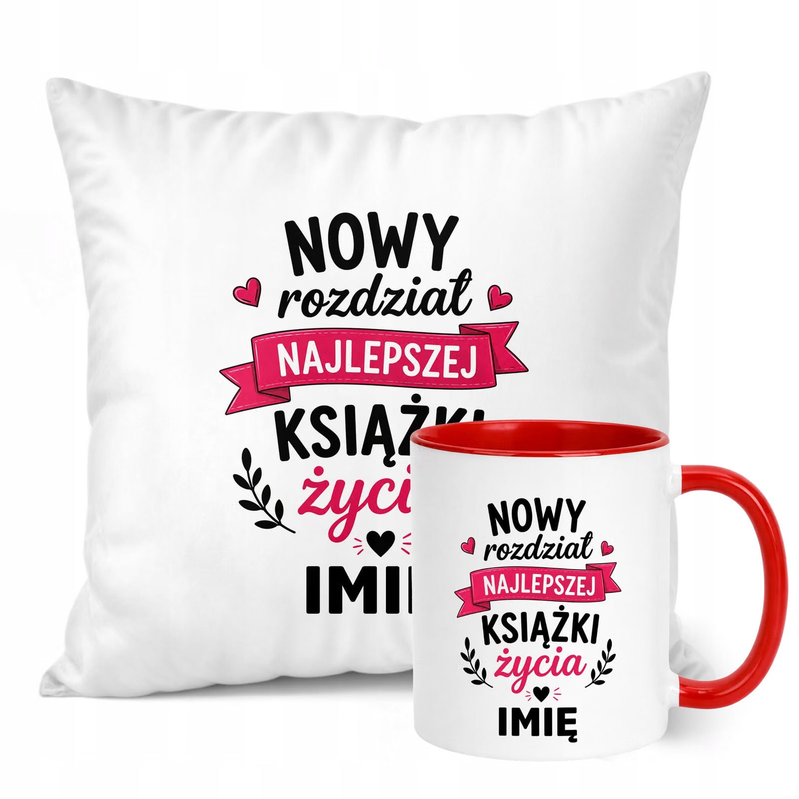 Zestaw Personalizowany Kubek Czerwony Poduszka Emerytura Upominek Prezent
